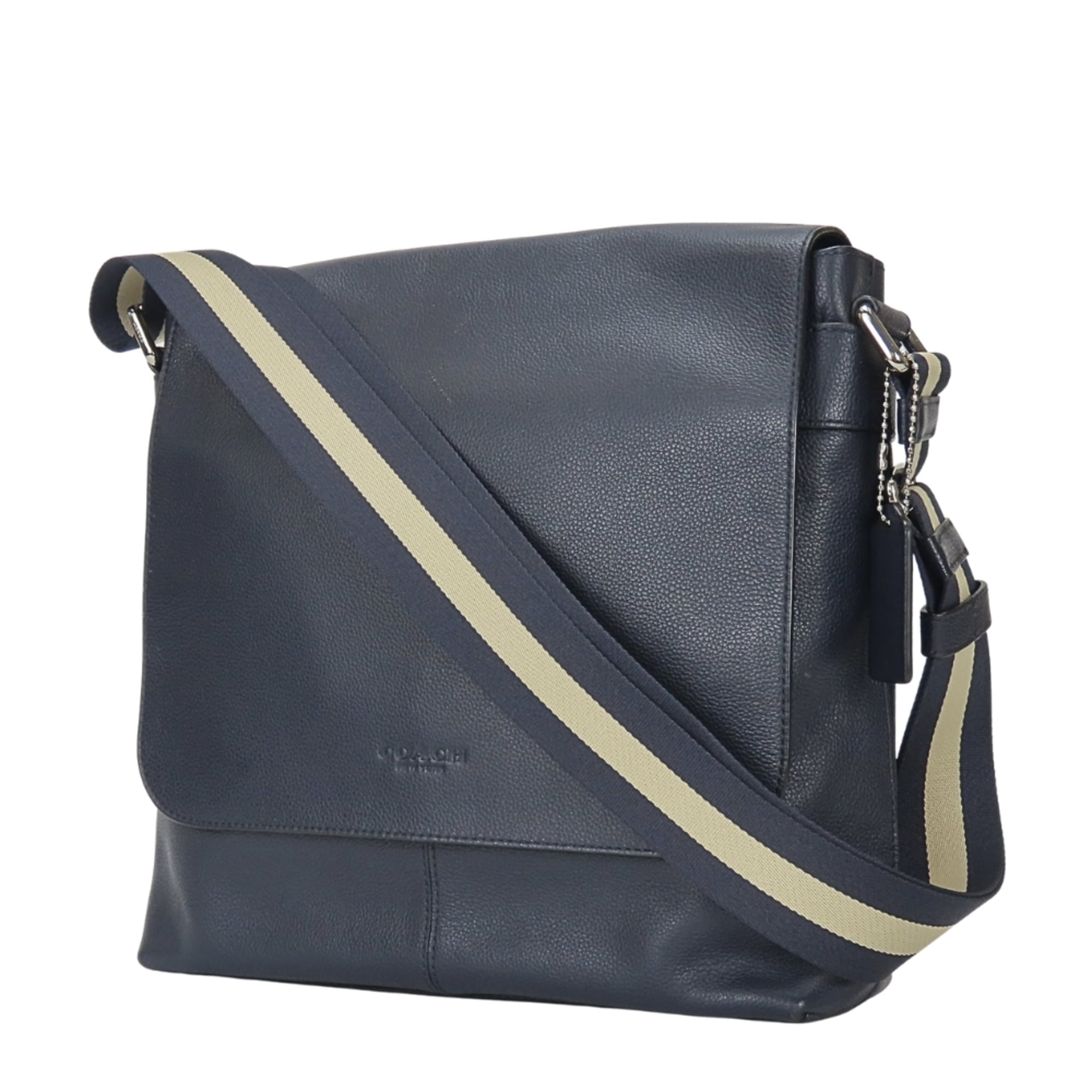 Coach Navy Leather Shoulder Bag (Pre-Owned)
