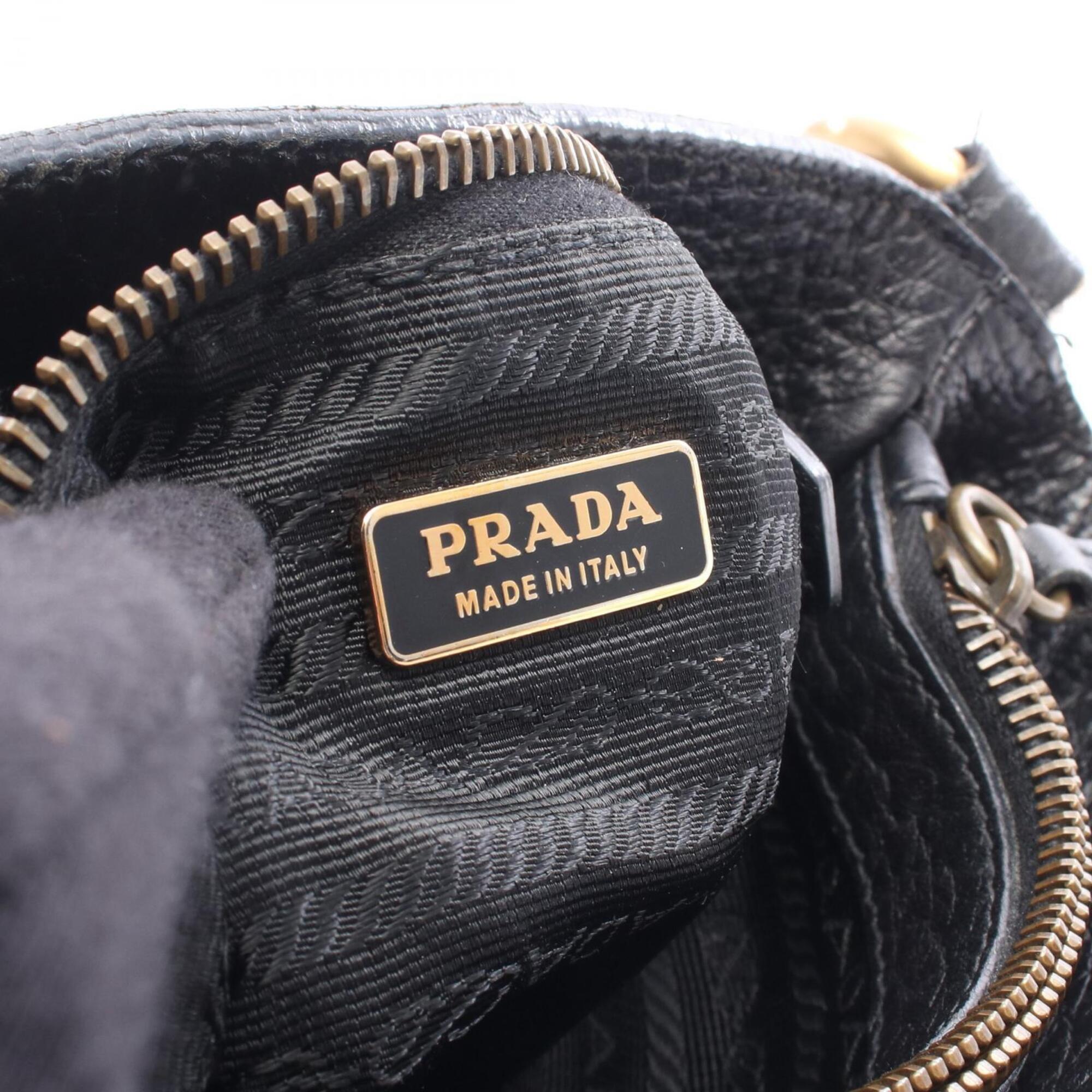 Prada Black Nylon Leather Handbag (Pre-Owned)