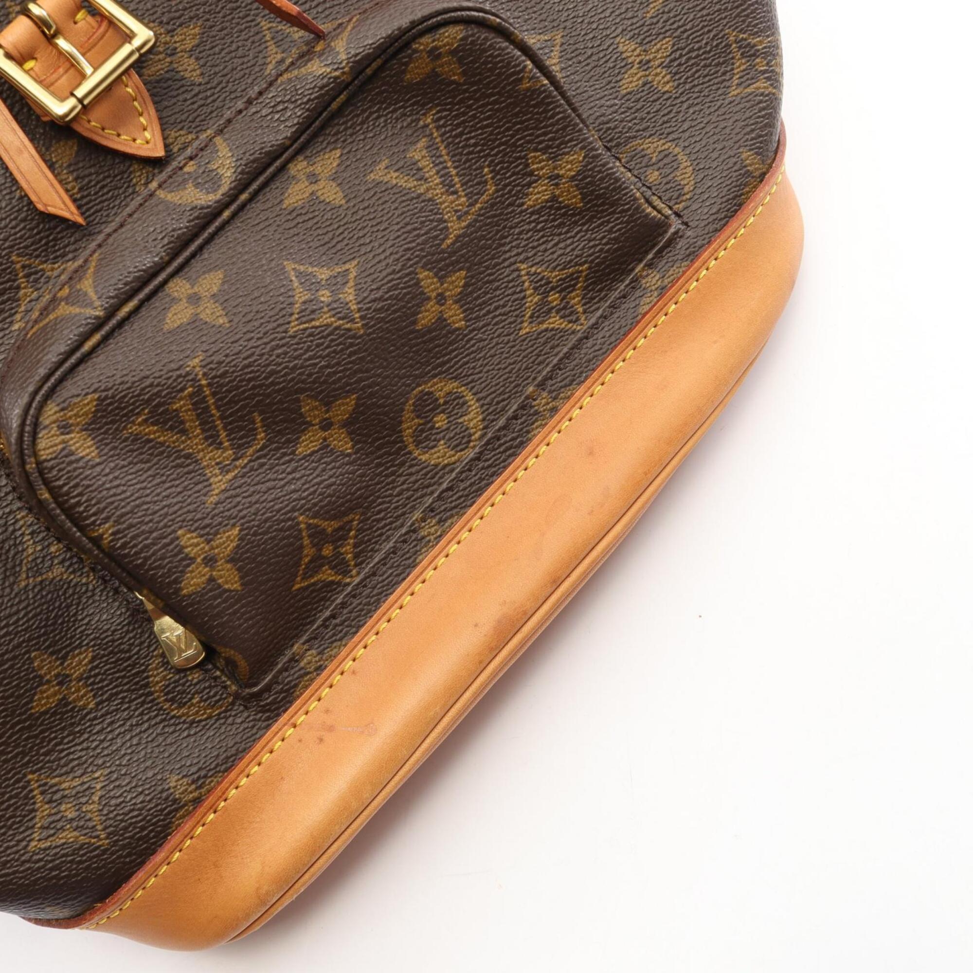 Louis Vuitton Brown Coated Canvas Leather Backpack Handbag (Pre-Owned)