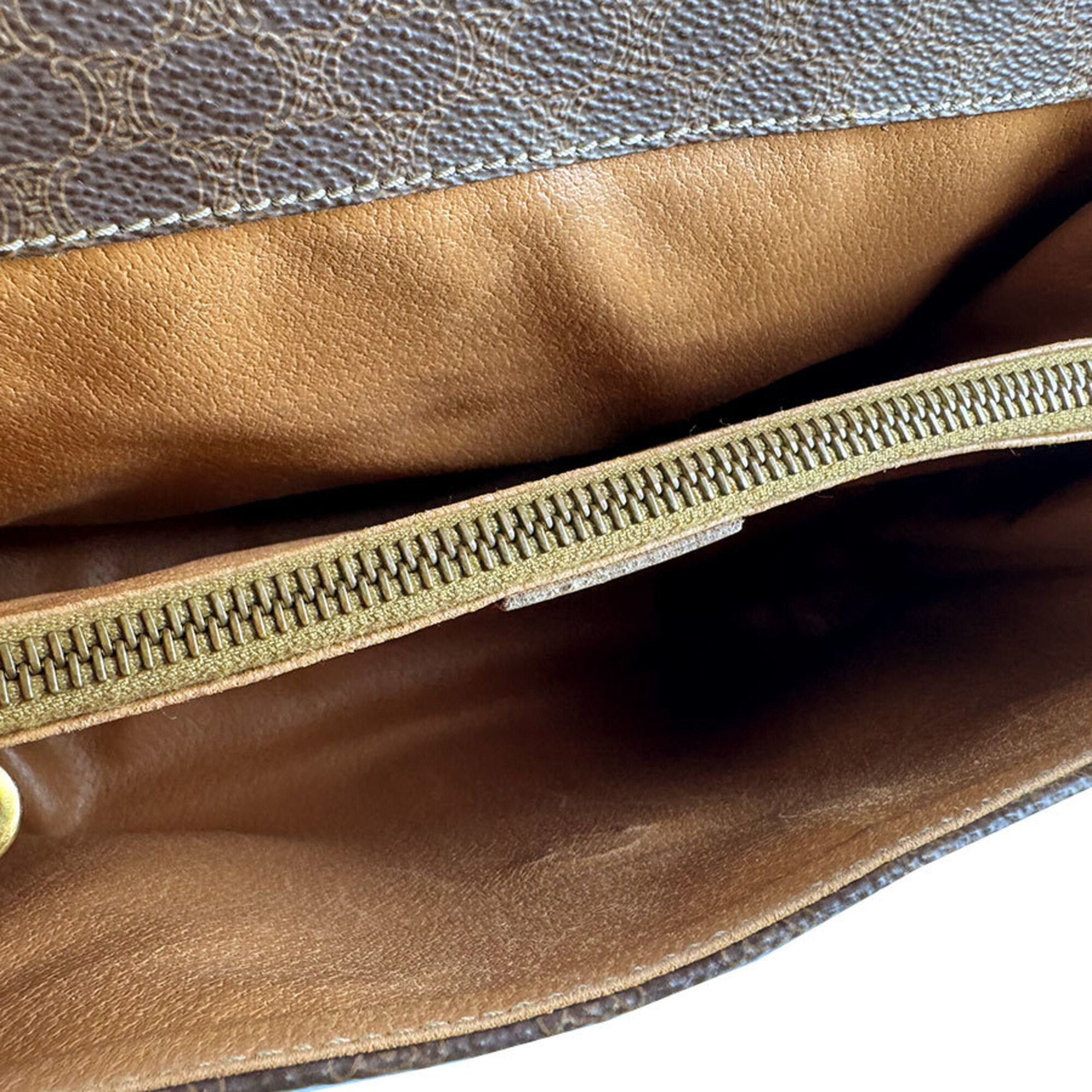 Celine Brown Coated Canvas Shoulder Bag (Pre-Owned)