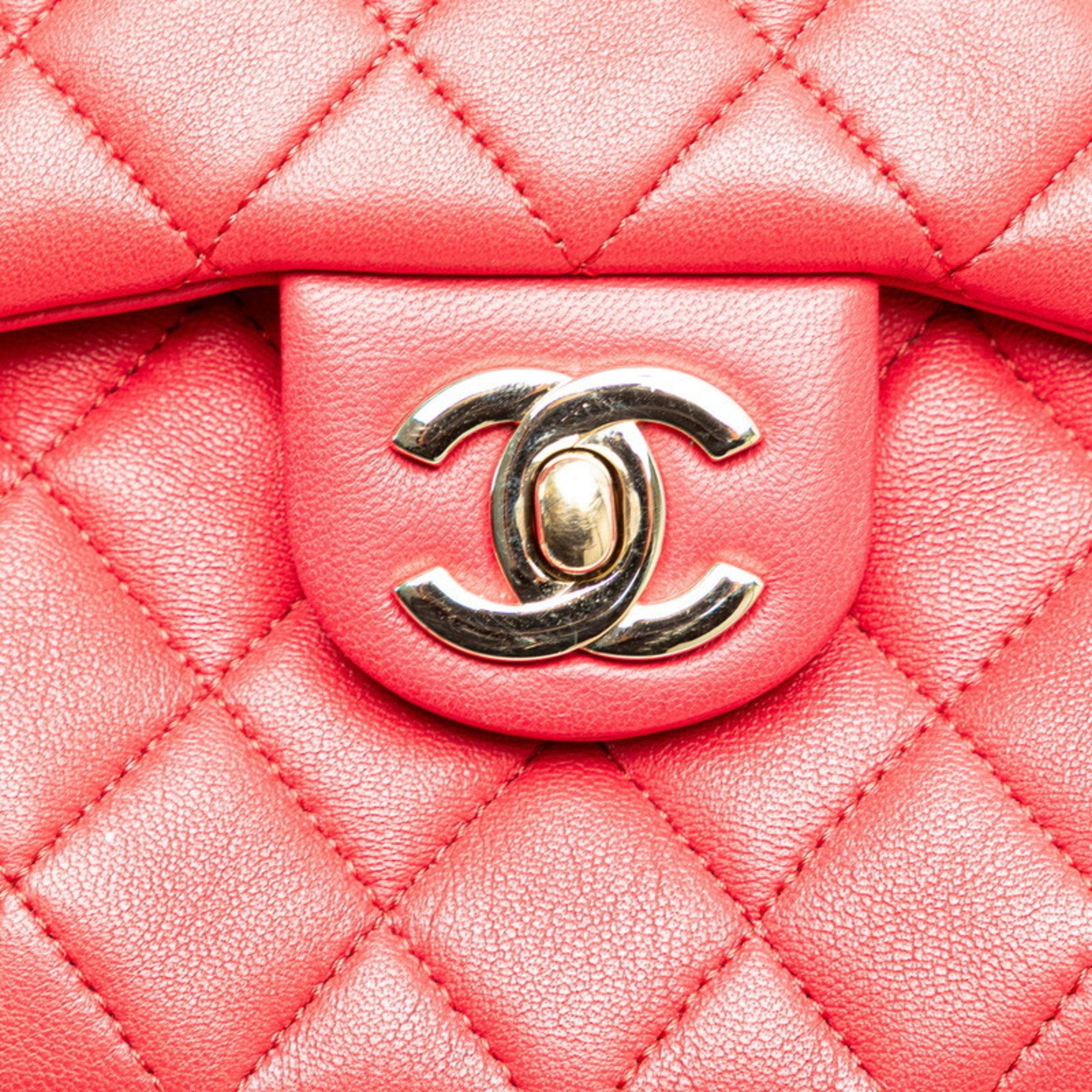 Chanel Red Color Leather Backpack (Pre-Owned)