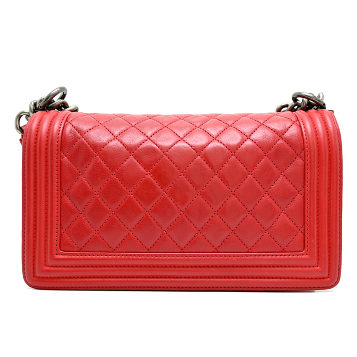 Chanel Boy Chanel Red Color Leather Shoulder Bag (Pre-Owned)