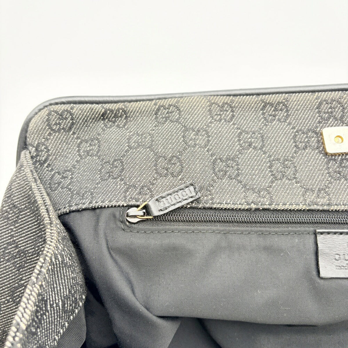 Gucci Black Canvas Leather Tote Bag (Pre-Owned)