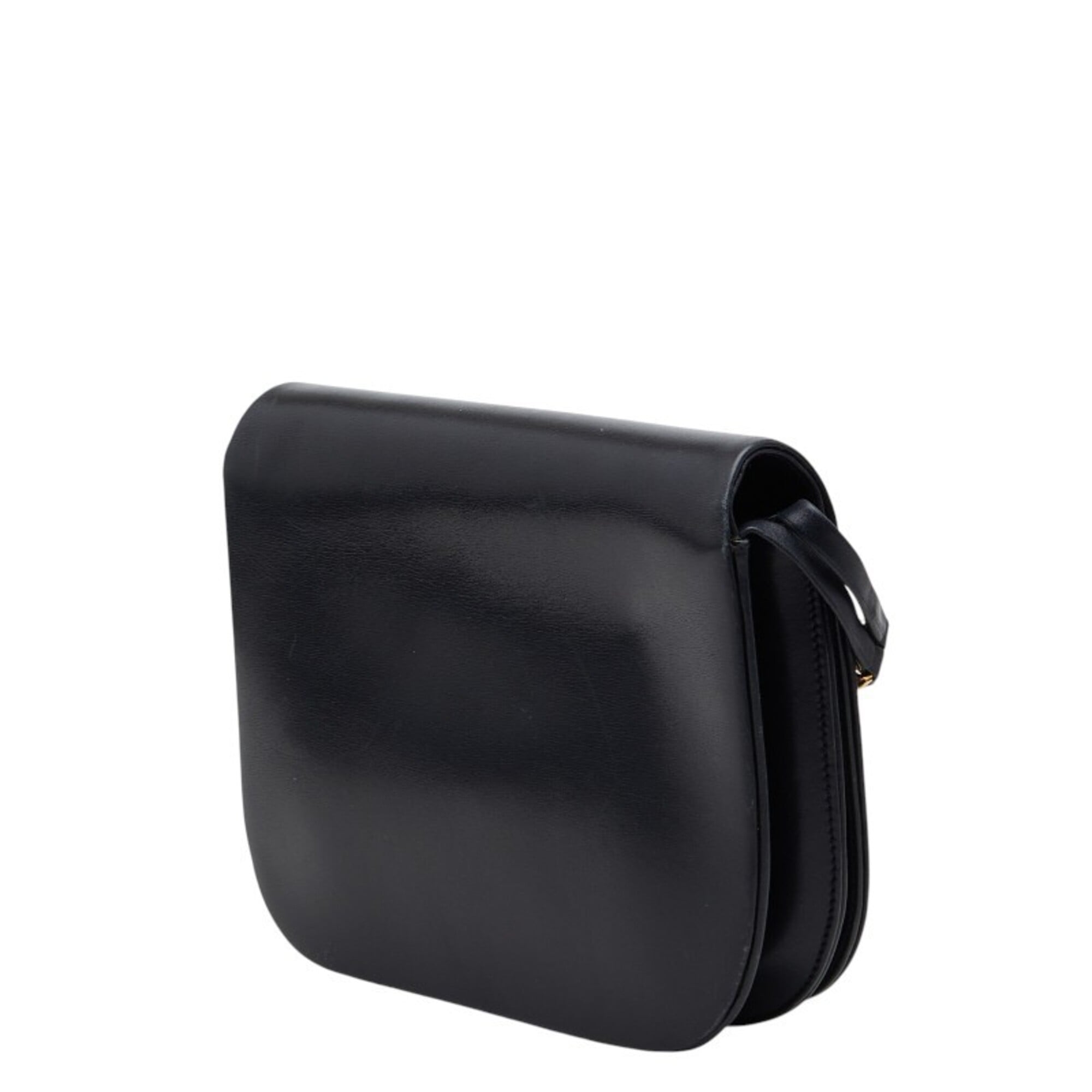 Cartier Sapphire Line Black Leather Shoulder Bag (Pre-Owned)