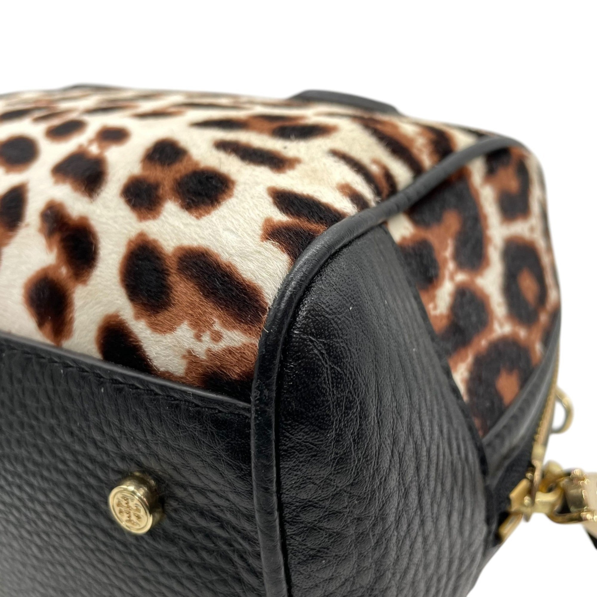 Tory Burch Black Brown Leather Leather Handbag Shoulder Bag (Pre-Owned)