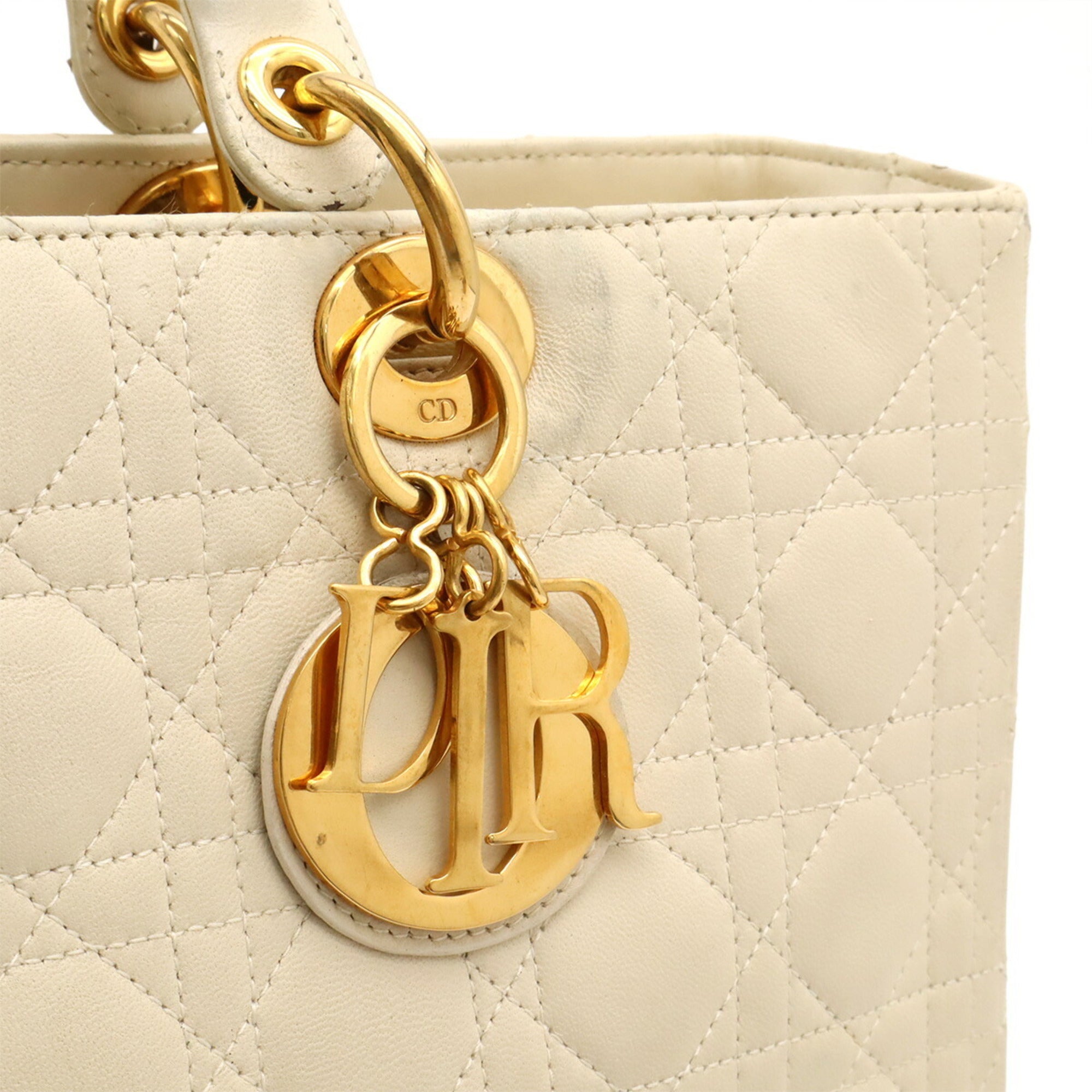 Christian Dior White Leather Handbag Shoulder Bag (Pre-Owned)