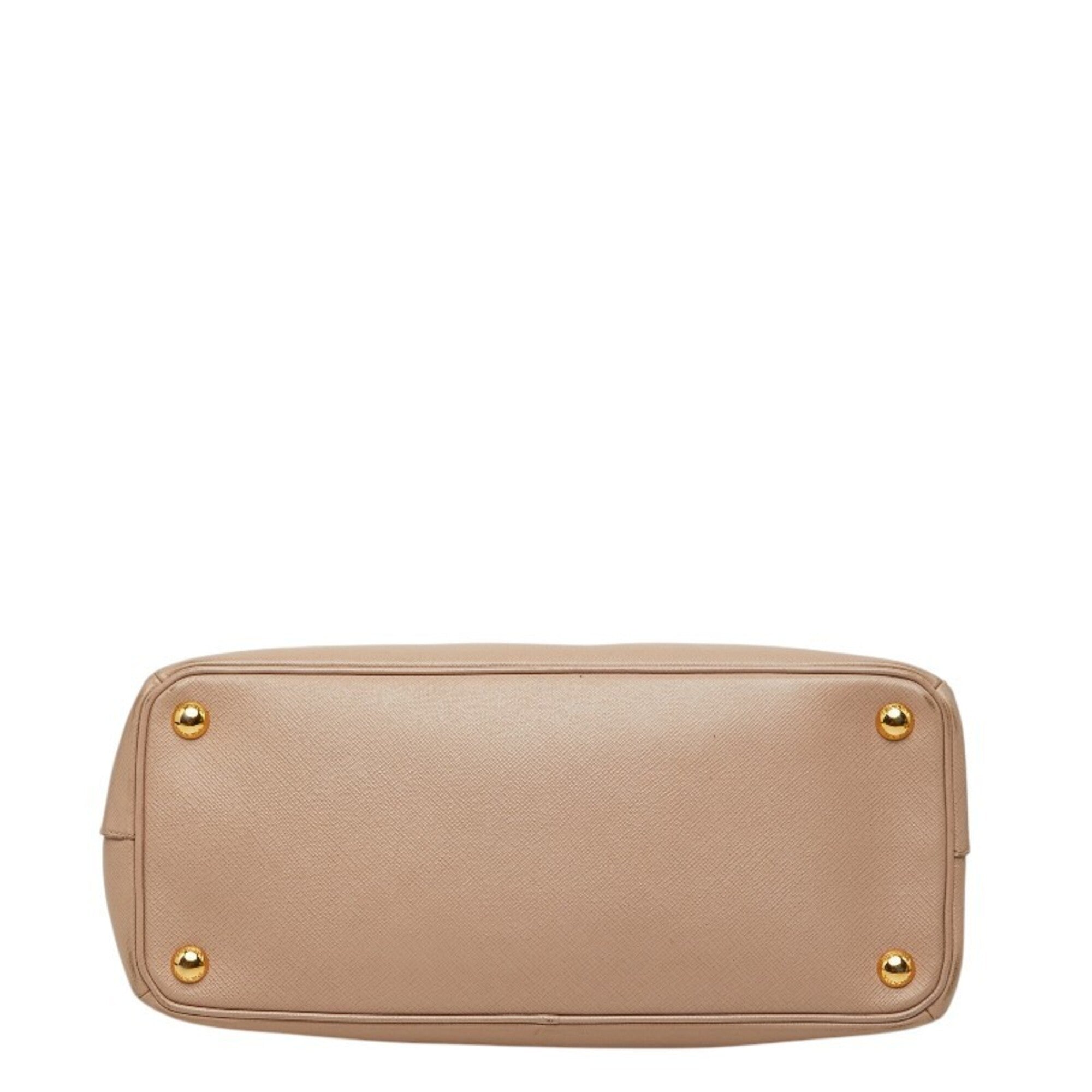 Prada Beige Saffiano Triangle Leather Handbag Shoulder Bag (Pre-Owned)