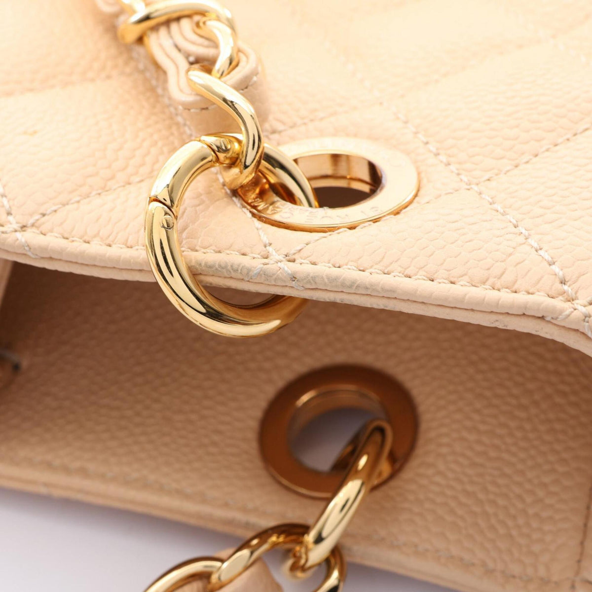 Chanel Beige Grained Calfskin Handbag Tote Bag (Pre-Owned)