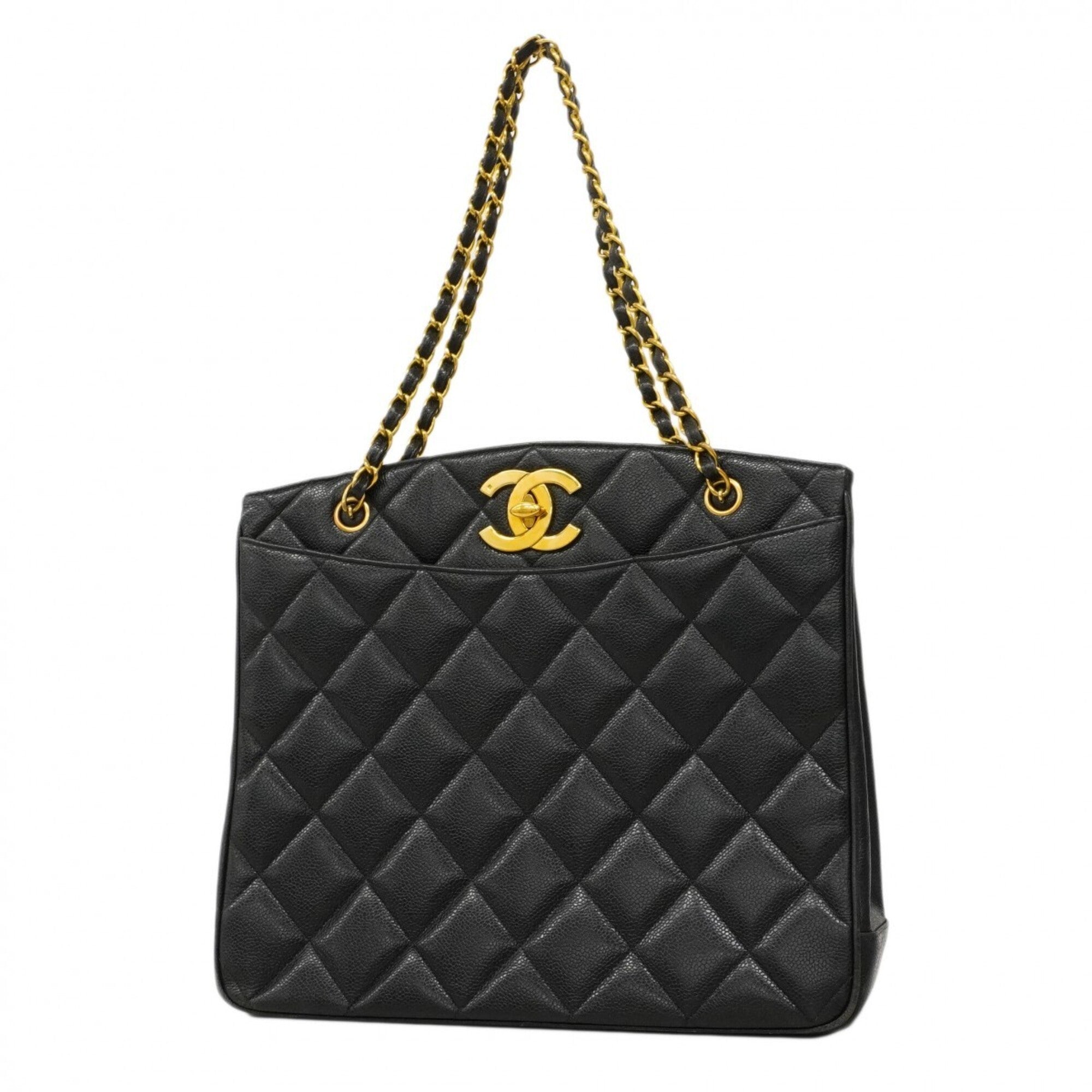 Chanel Black Grained Calfskin Tote Bag (Pre-Owned)