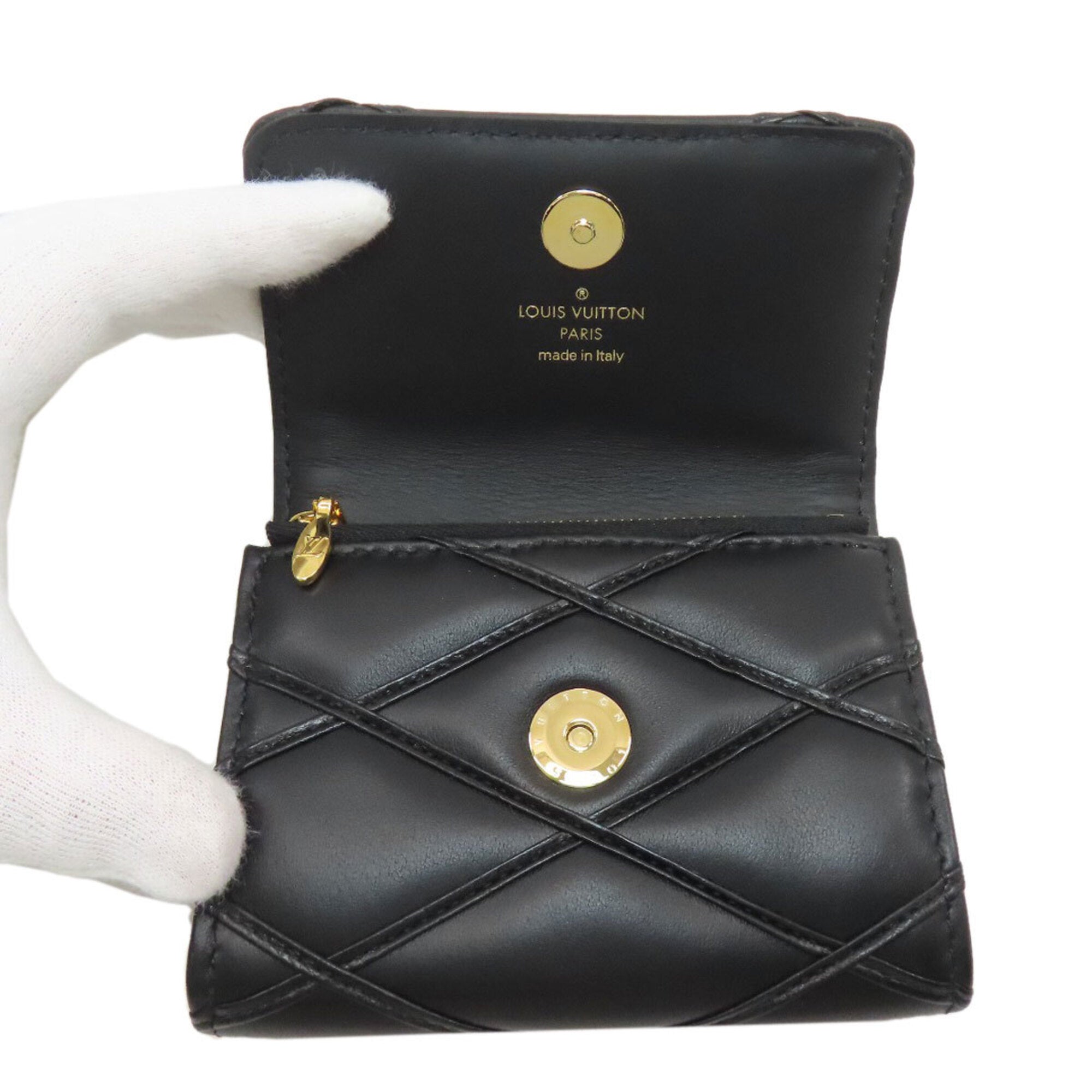 Louis Vuitton Malletage Noir Leather Wallet (Bi-Fold) (Pre-Owned)