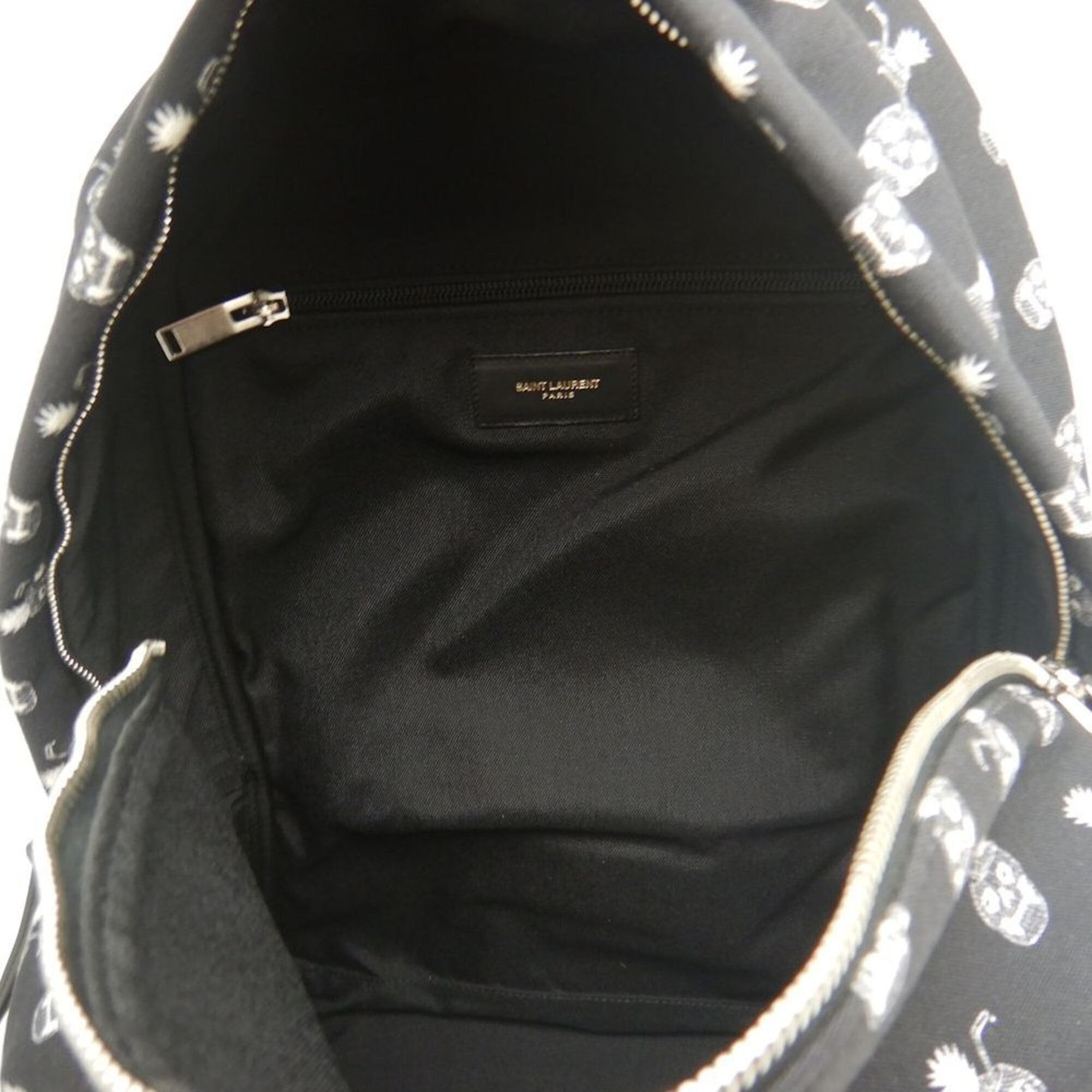 Saint Laurent Black White Canvas Backpack (Pre-Owned)