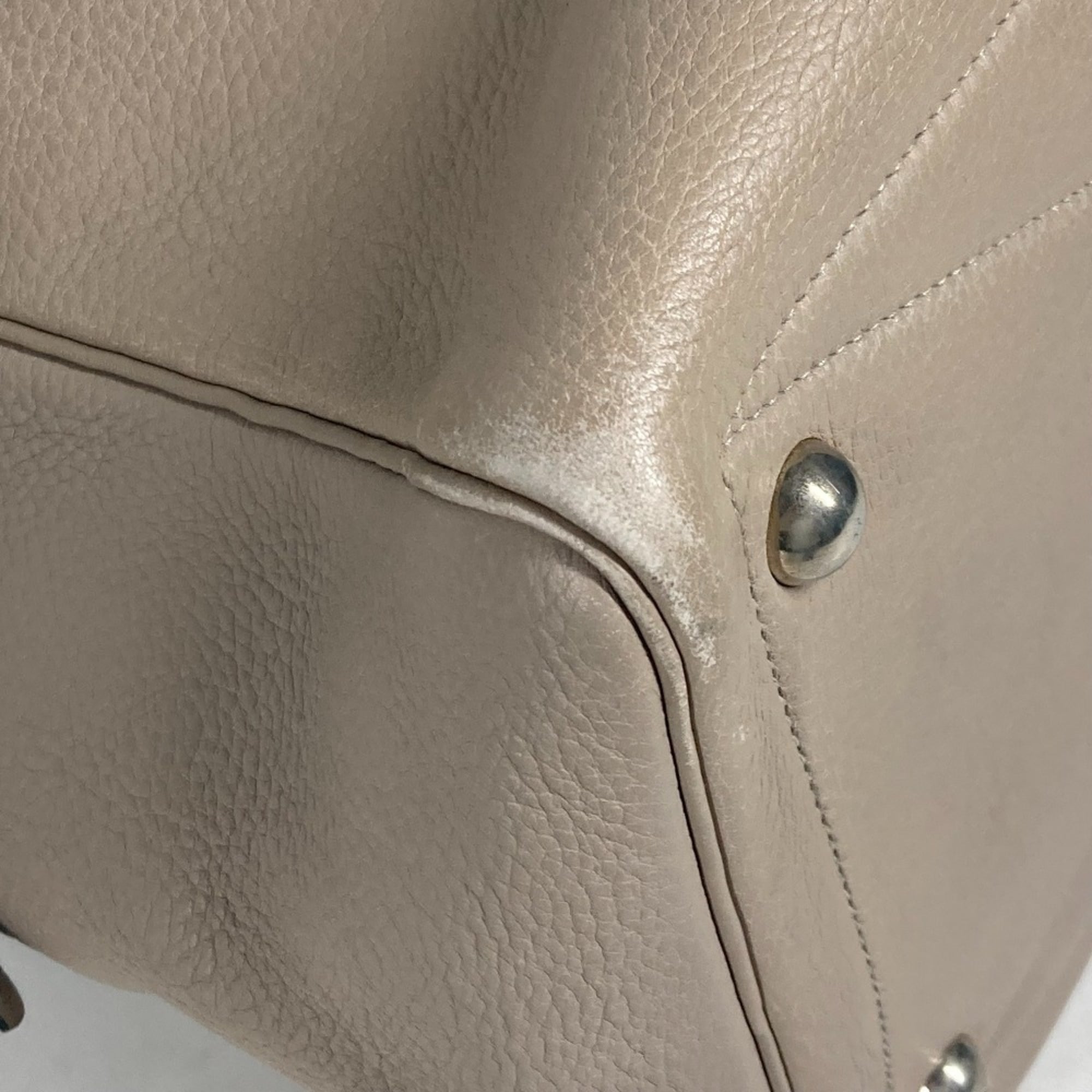 Hermes Beige Taurillon Clemence Leather Boston Bag Shoulder Bag (Pre-Owned)