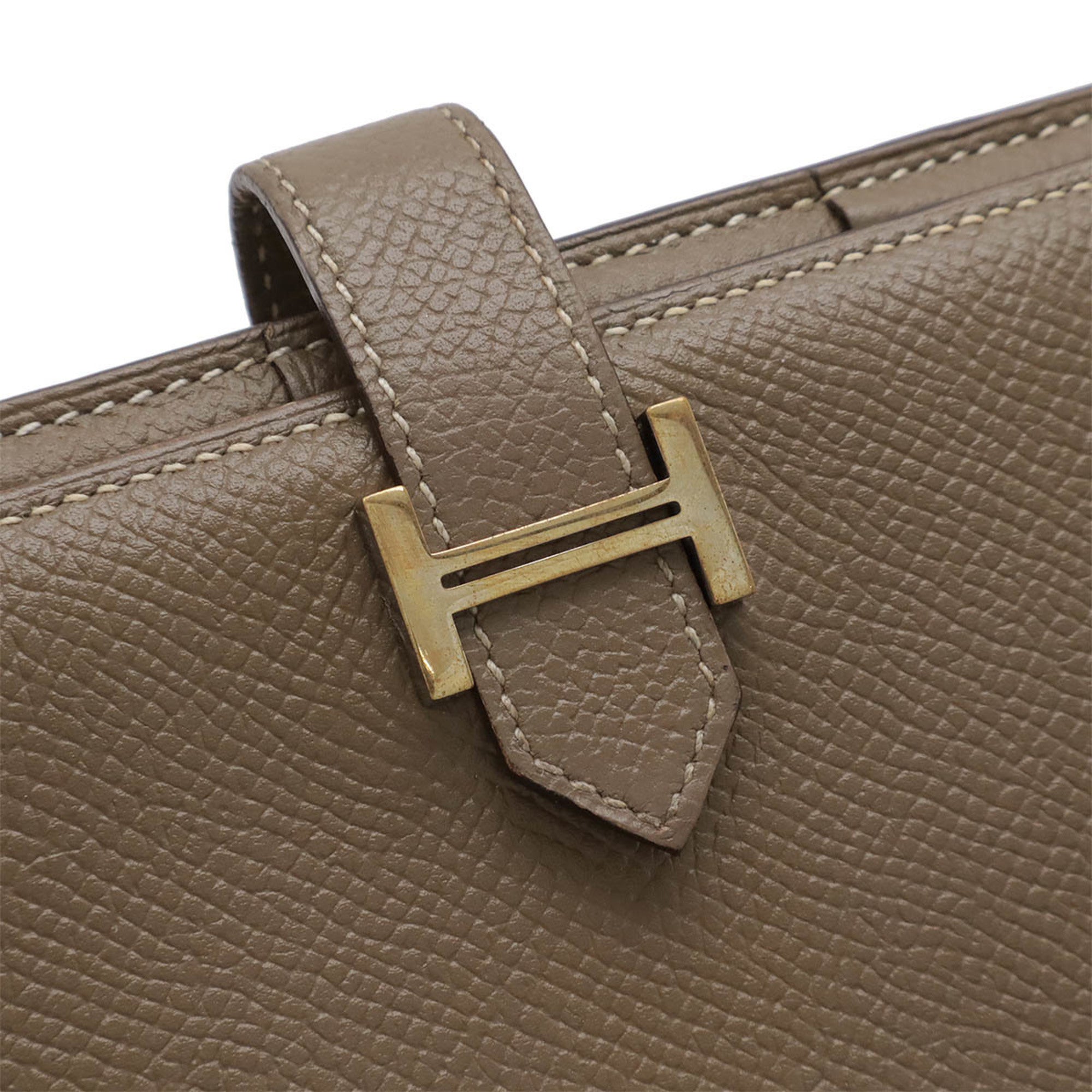 Hermes Etoupe Gray Leather Long Wallet (Bi-Fold) (Pre-Owned)