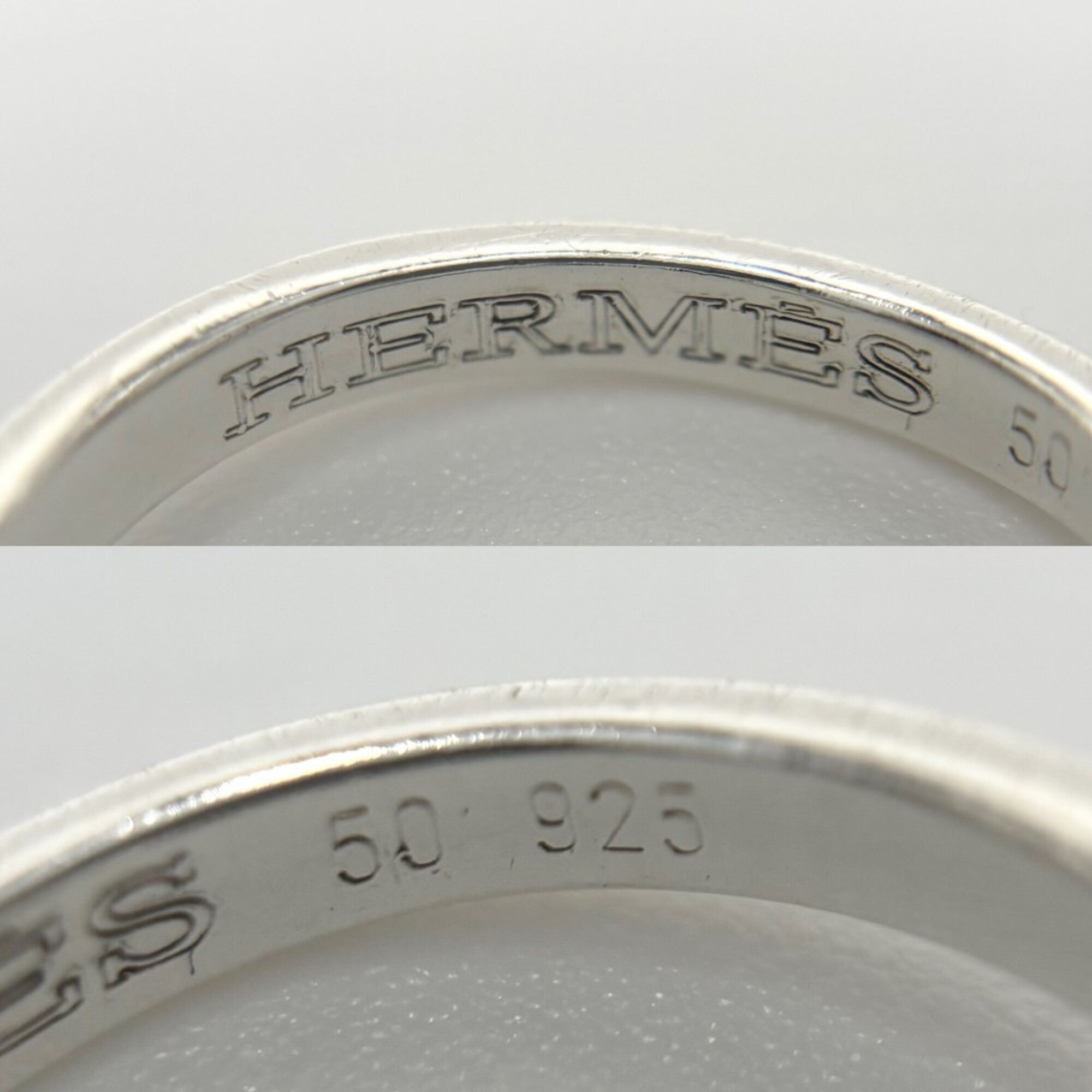 Hermes Silver 925 Band Ring (Pre-Owned)