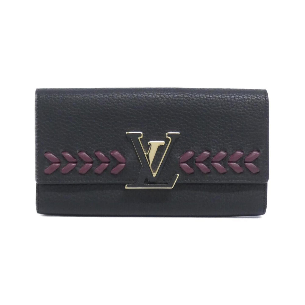 Louis Vuitton Taurillon Black Leather Long Wallet (Bi-Fold) (Pre-Owned)