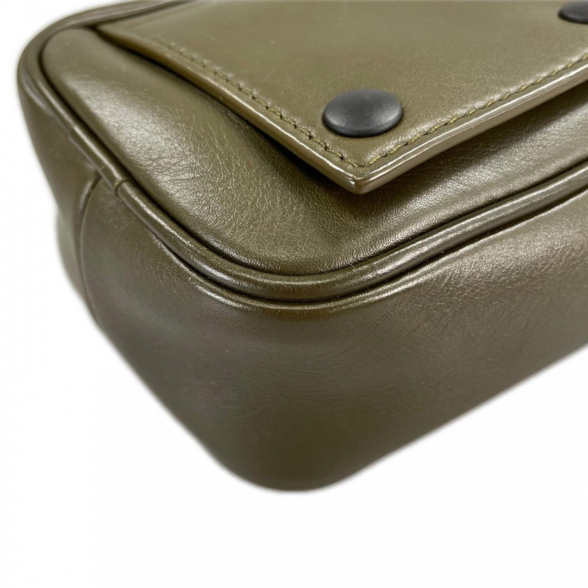 Bottega Veneta Khaki Leather Shoulder Bag (Pre-Owned)