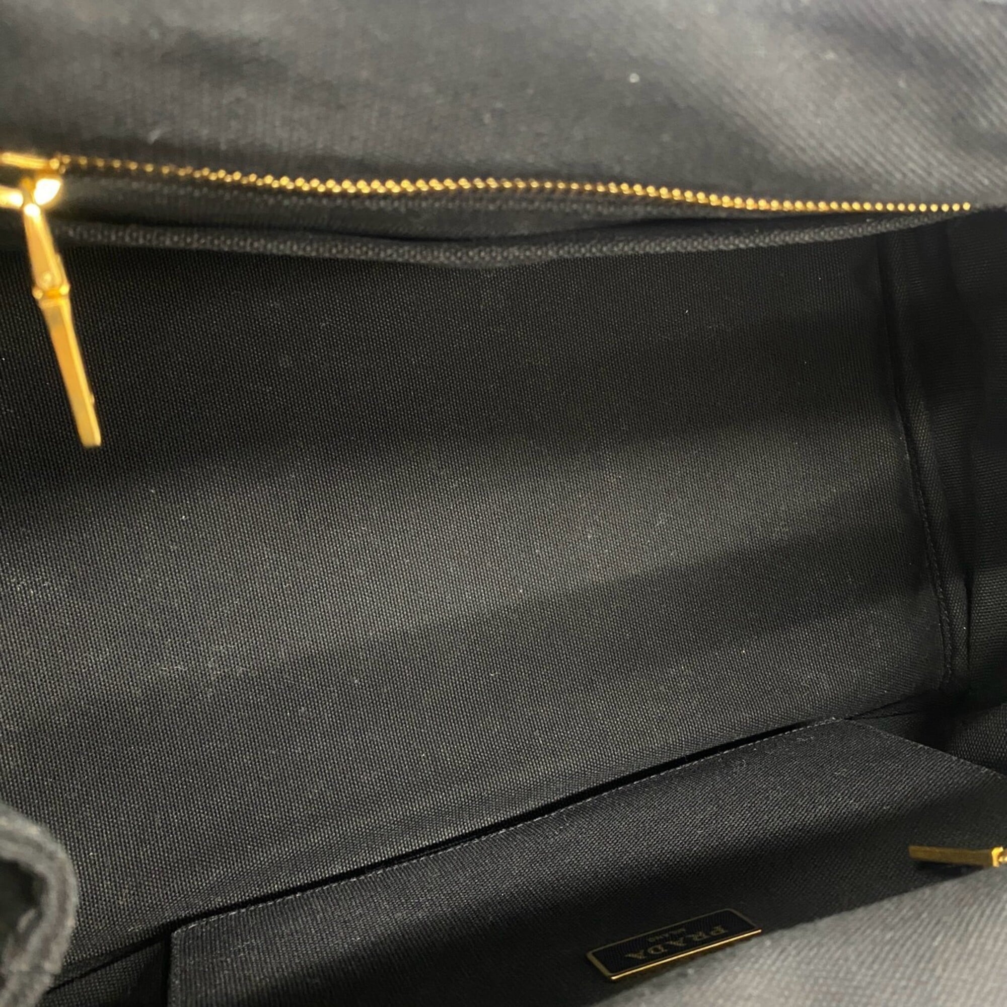 Prada Black Canvas Handbag Shoulder Bag Tote Bag (Pre-Owned)