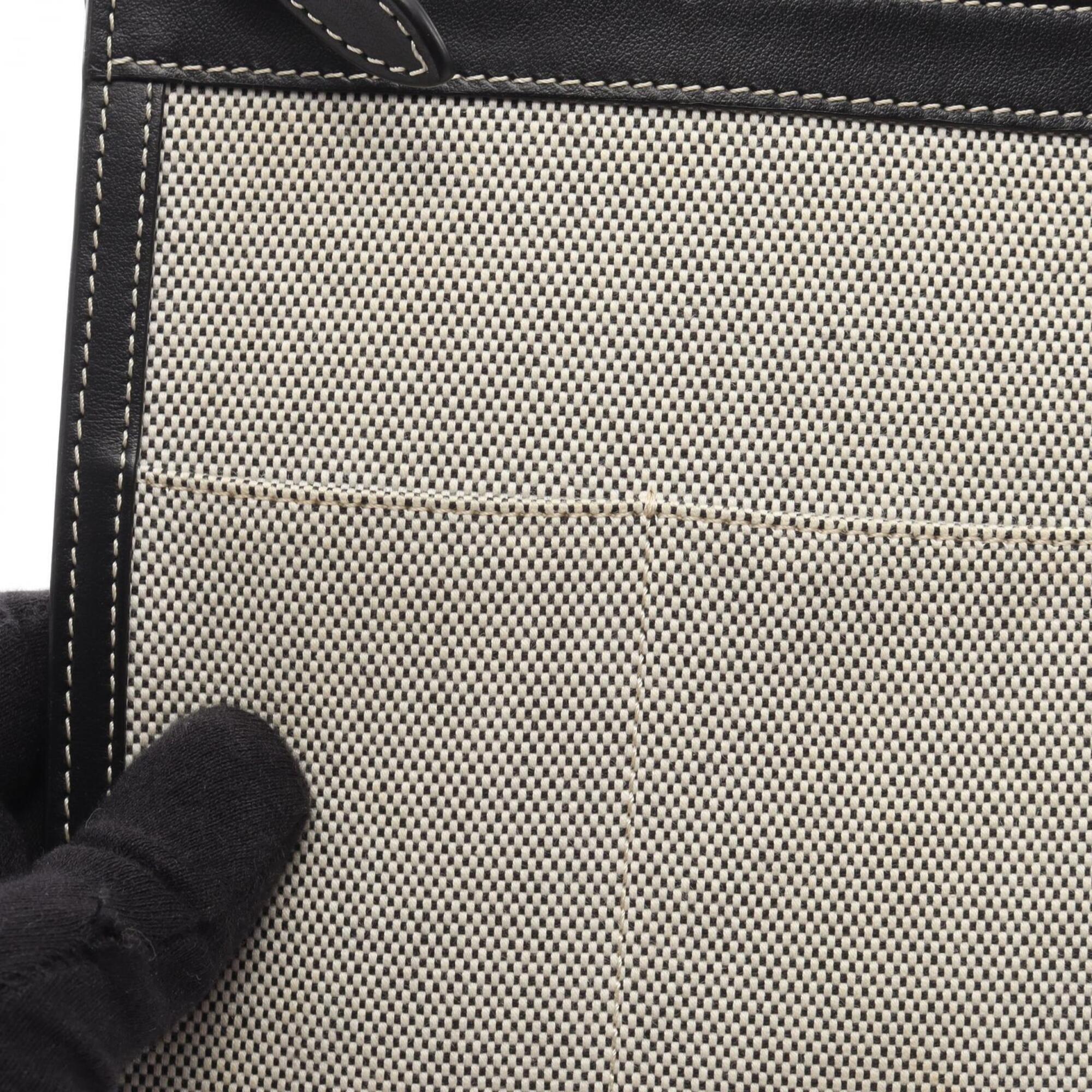 Burberry Black Gray Canvas Leather Handbag Shoulder Bag (Pre-Owned)