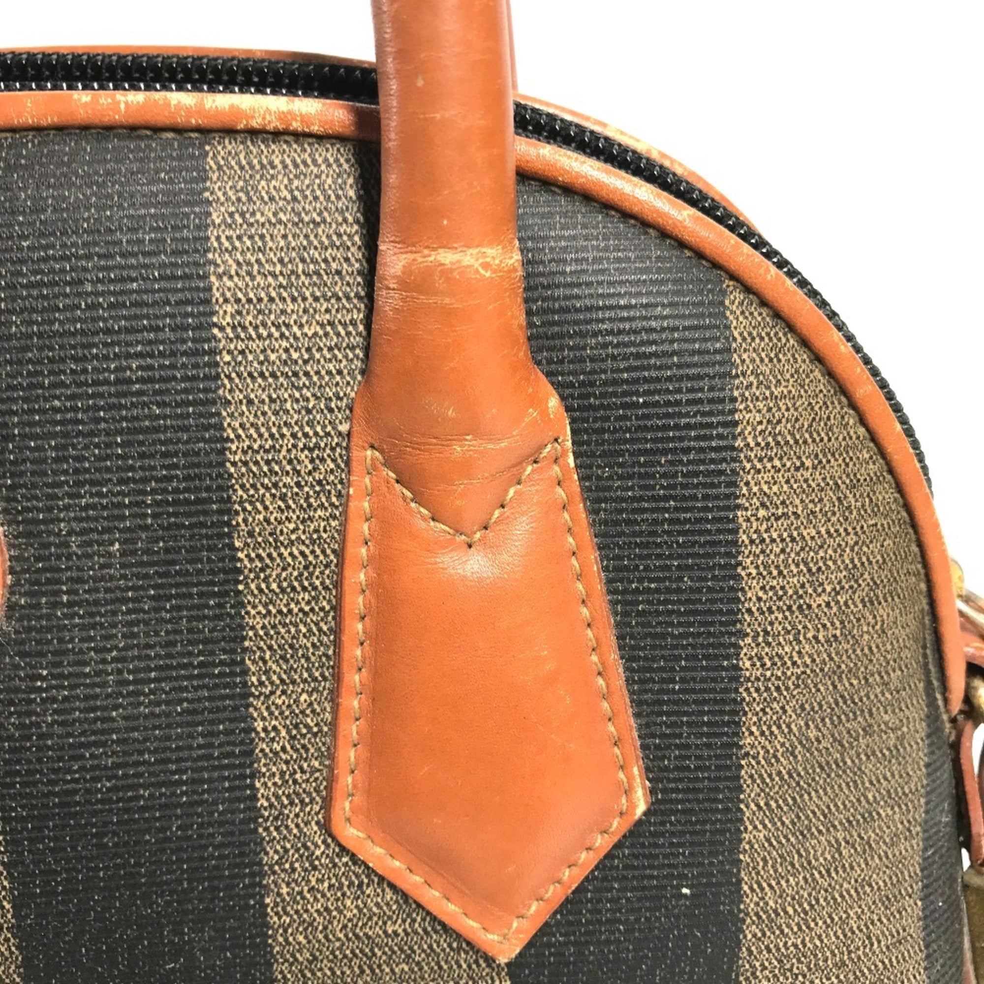 Fendi Pequin Brown Khaki Pvc Leather Handbag (Pre-Owned)