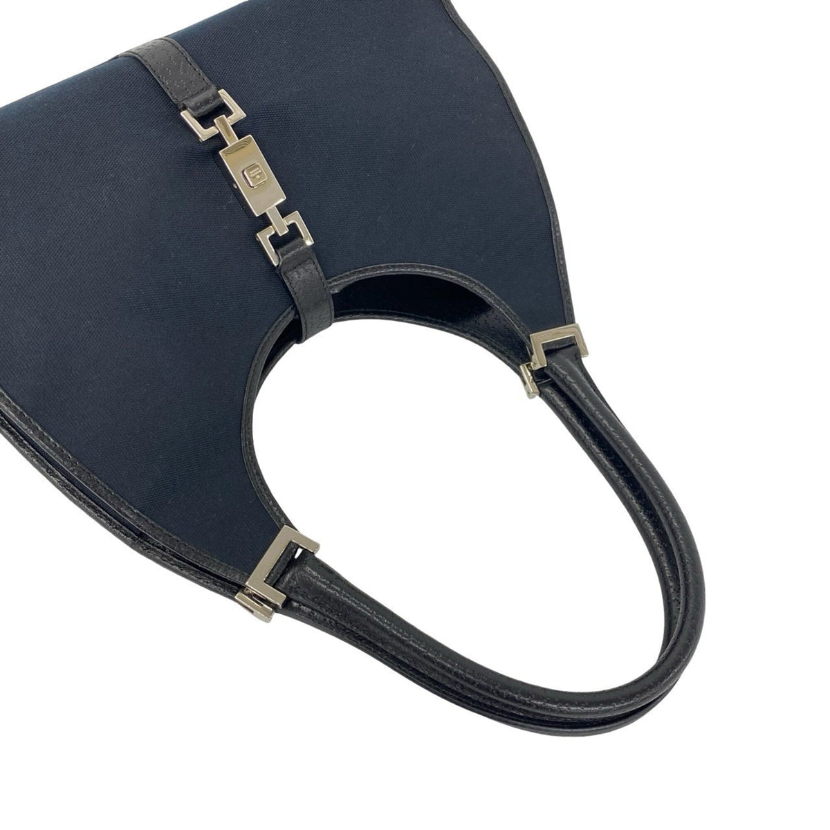 Gucci Black Canvas Leather Handbag Shoulder Bag Tote Bag (Pre-Owned)