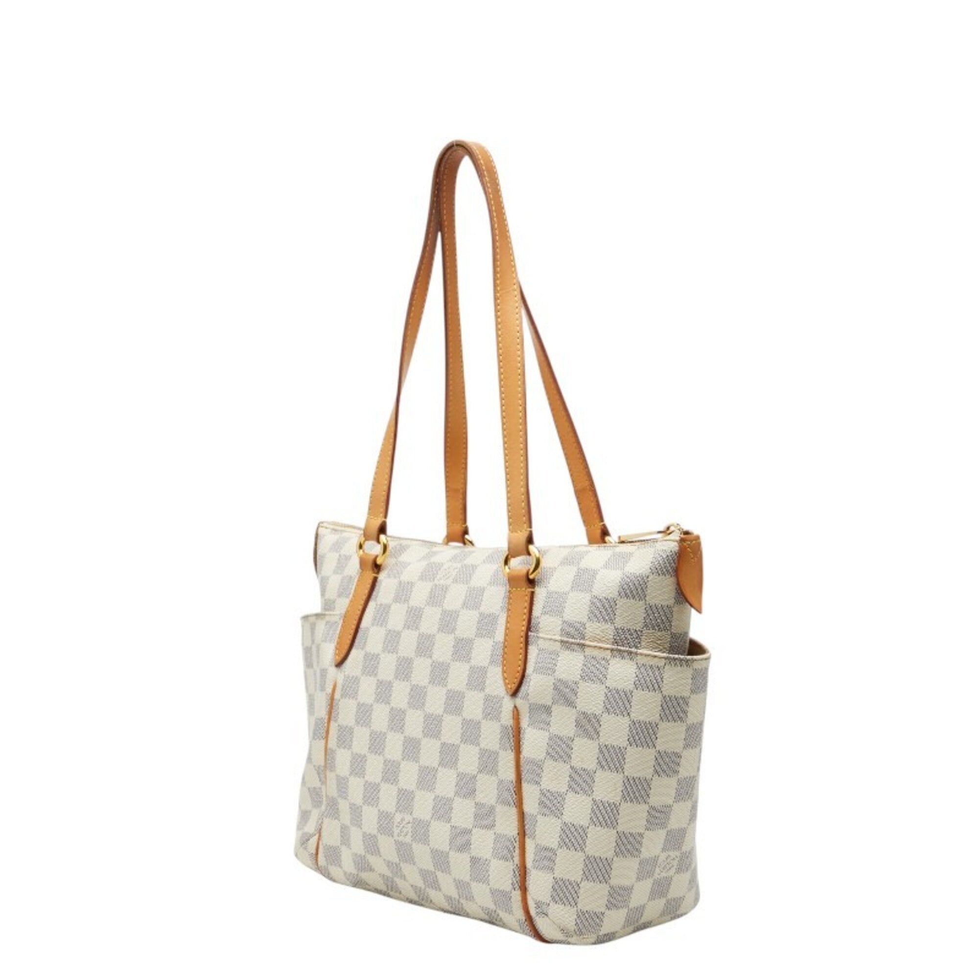 Louis Vuitton Damier Azur White Pvc Leather Tote Bag (Pre-Owned)
