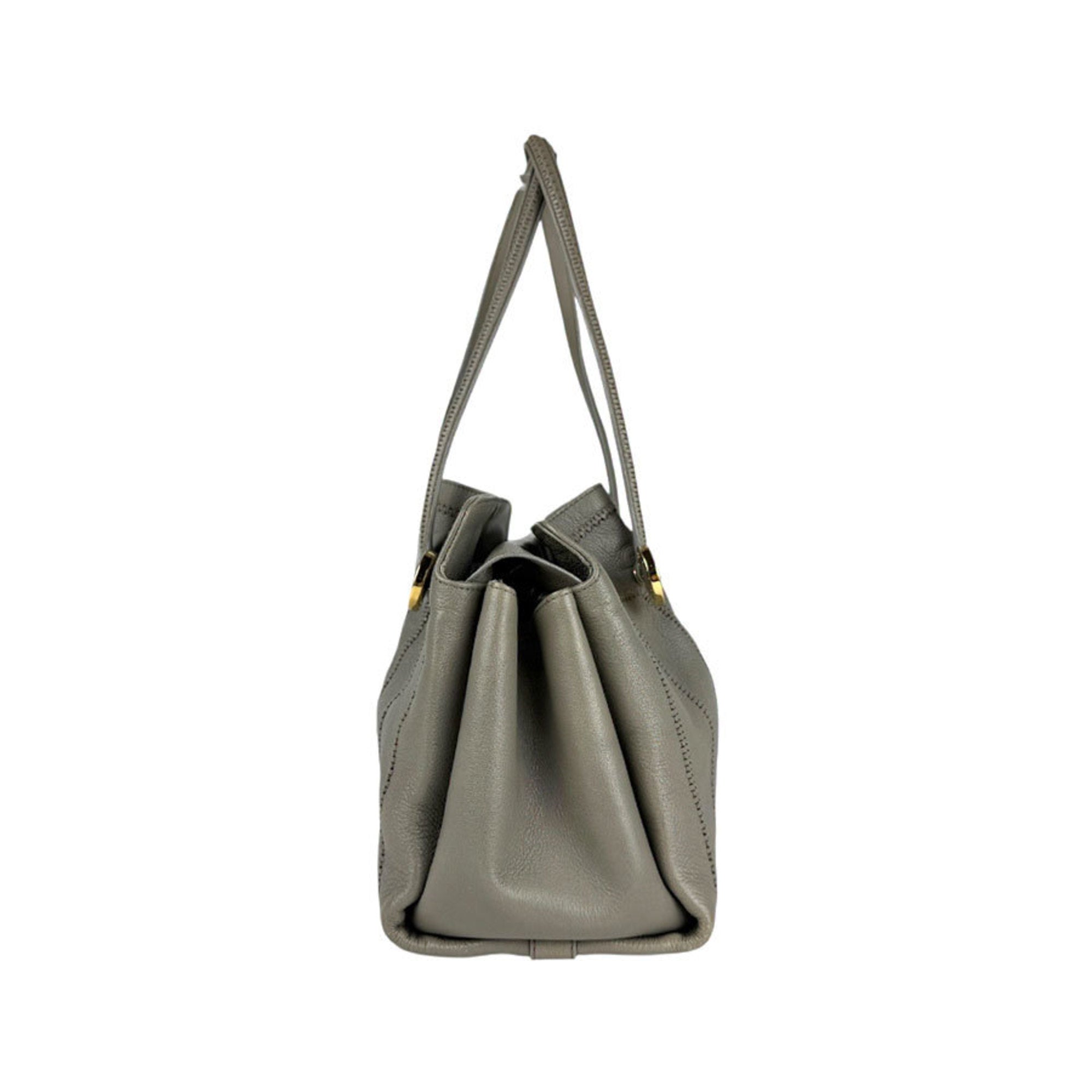 Bvlgari Gray Leather Shoulder Bag (Pre-Owned)