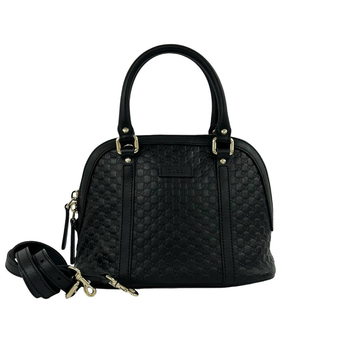 Gucci Black Leather Boston Bag Handbag Shoulder Bag (Pre-Owned)