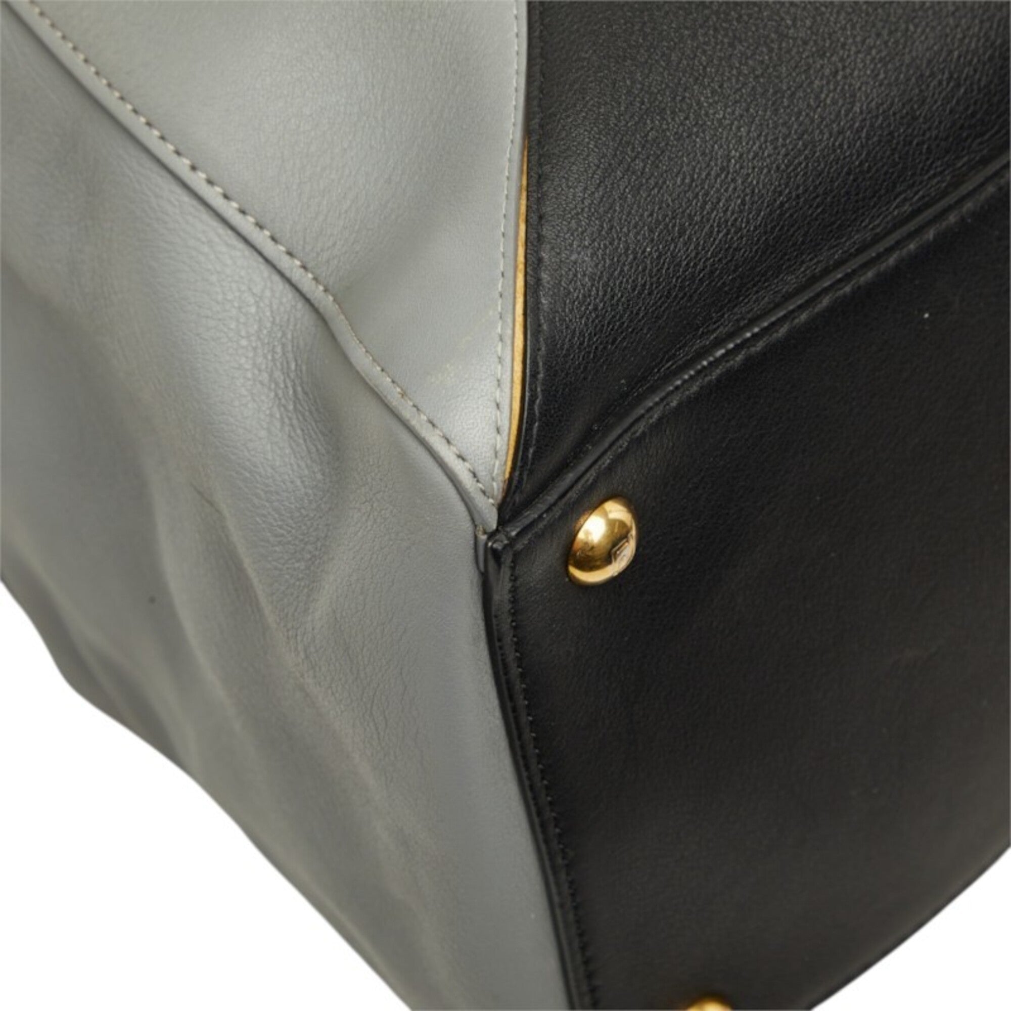 Fendi Black Gray White Yellow Leather Handbag Shoulder Bag (Pre-Owned)