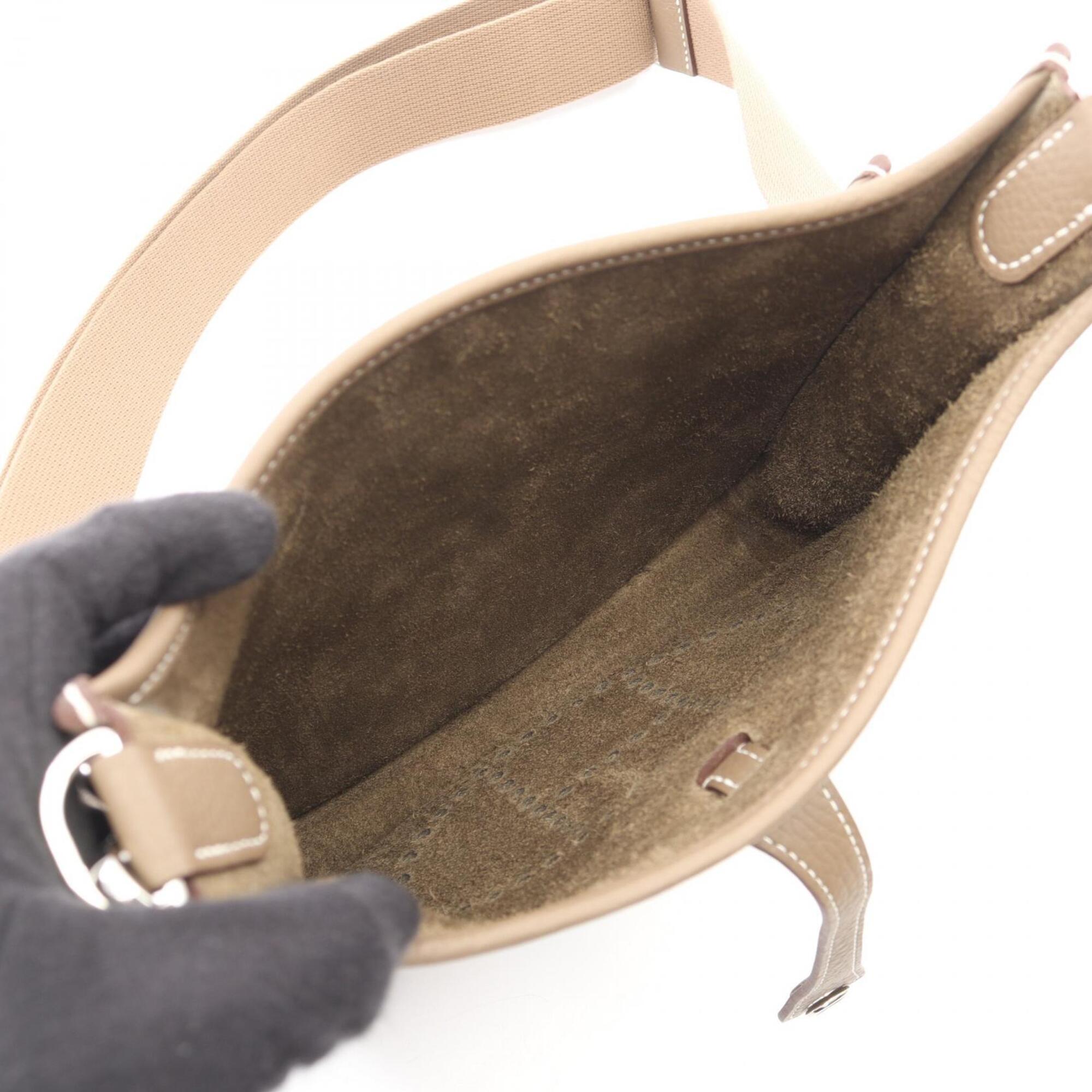 Hermes Beige Etoupe Gray Taurillon Clemence Leather Handbag Shoulder Bag (Pre-Owned)
