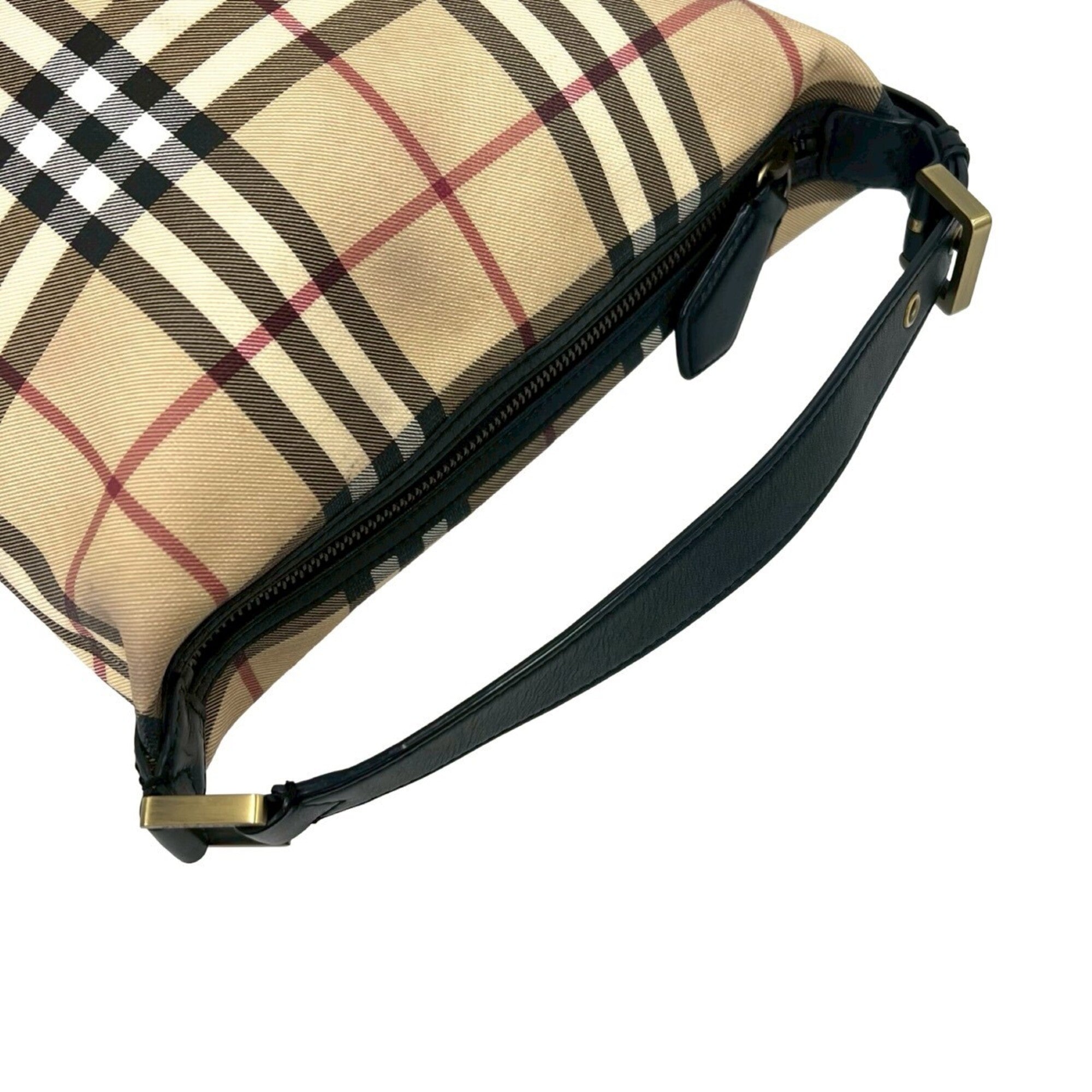 Burberry Beige Black Leather Pvc Handbag Tote Bag (Pre-Owned)