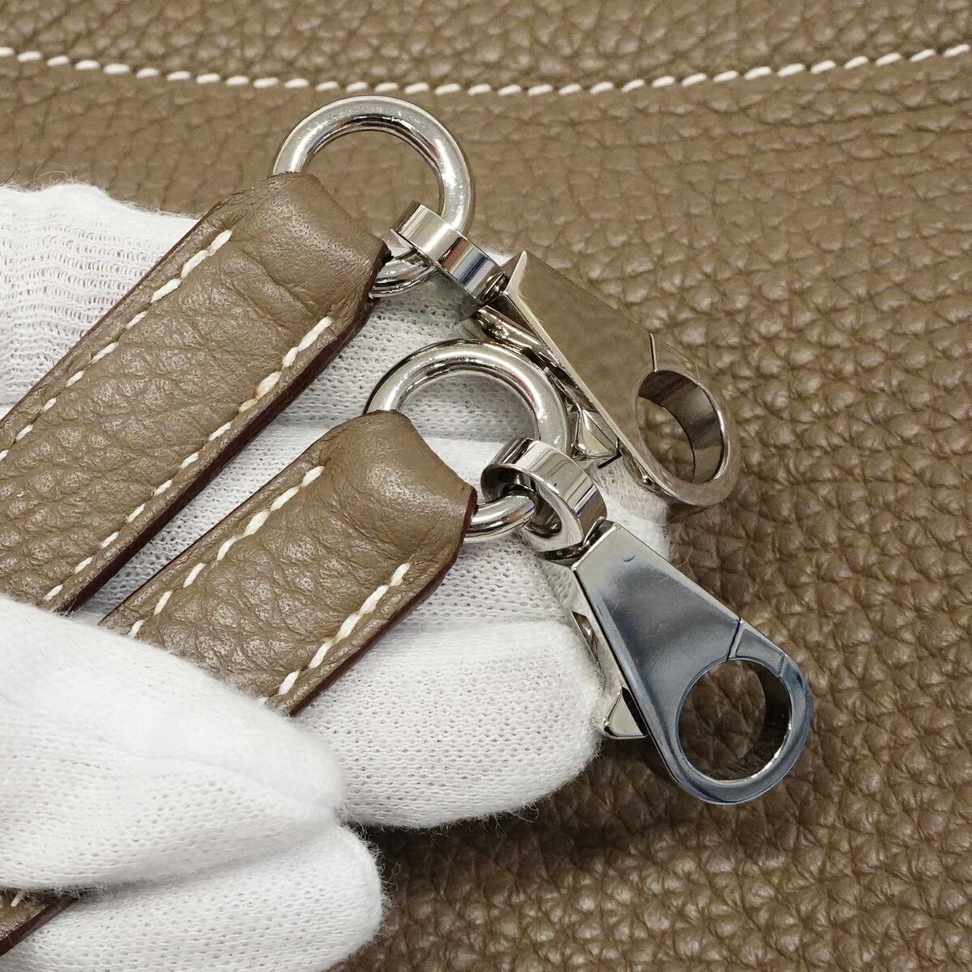 Hermes Etoupe Gray Taurillon Clemence Leather Handbag (Pre-Owned)
