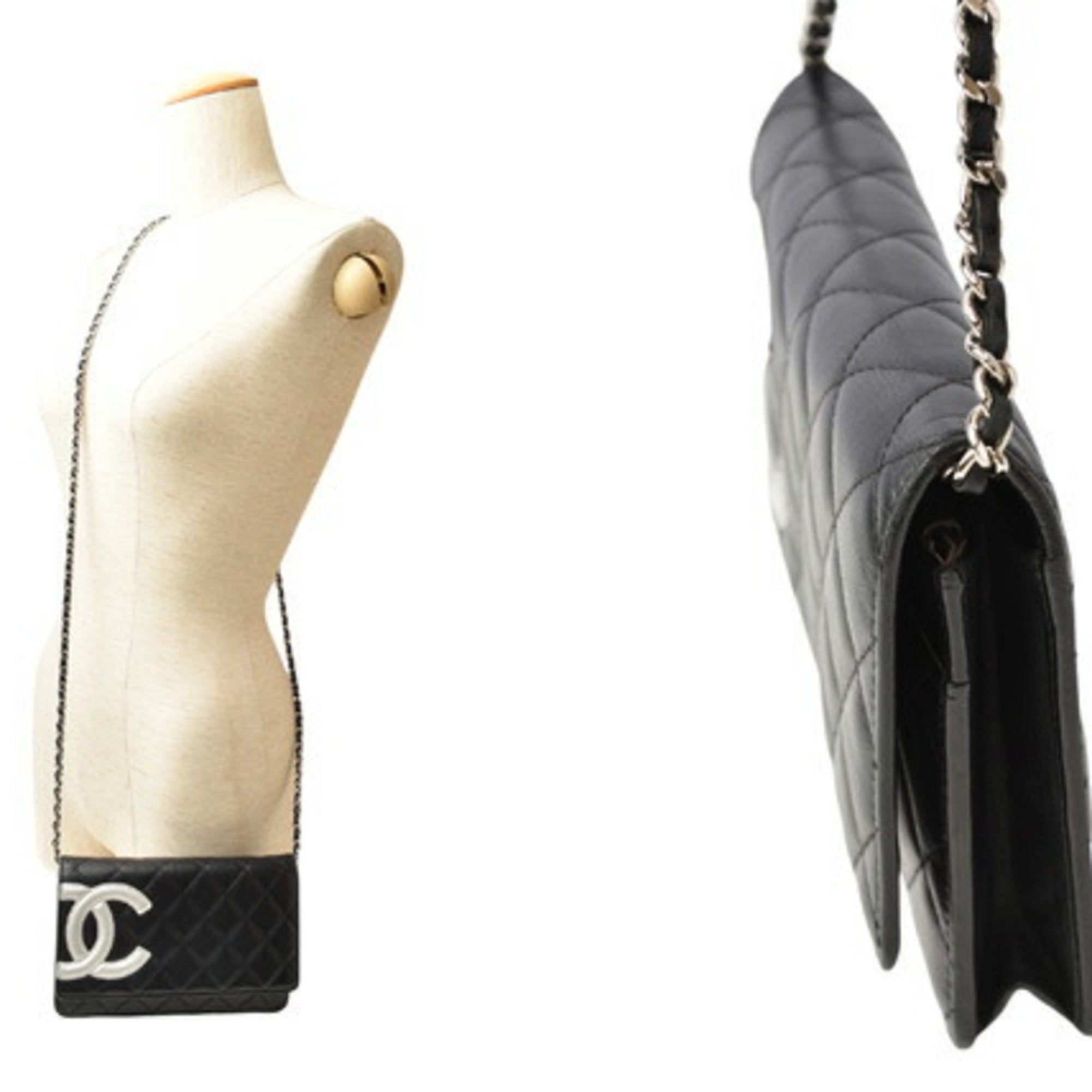 Chanel Black Leather Chain/Shoulder Wallet (Pre-Owned)