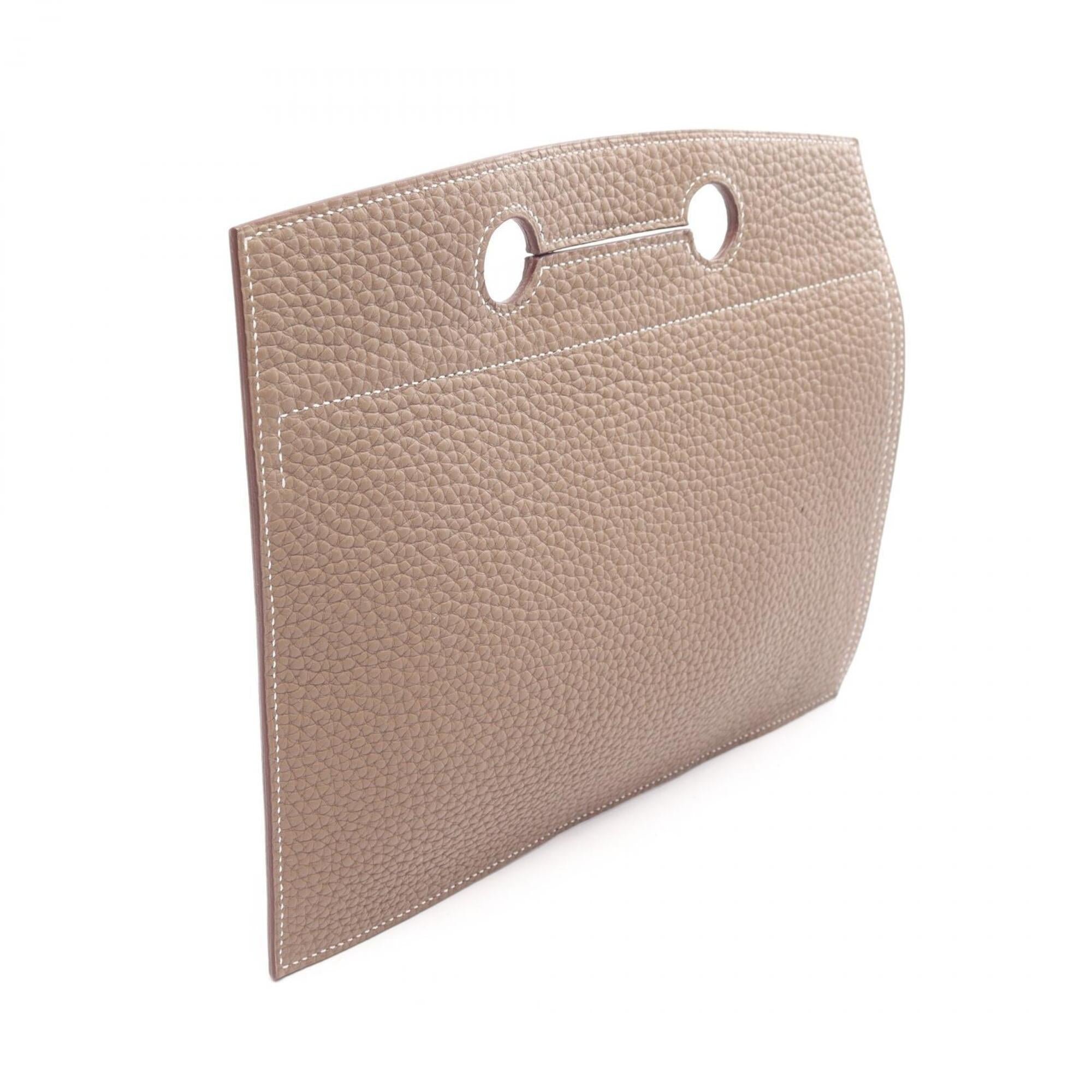 Hermes Etoupe Gray Gray Togo Leather Pouch (Pre-Owned)