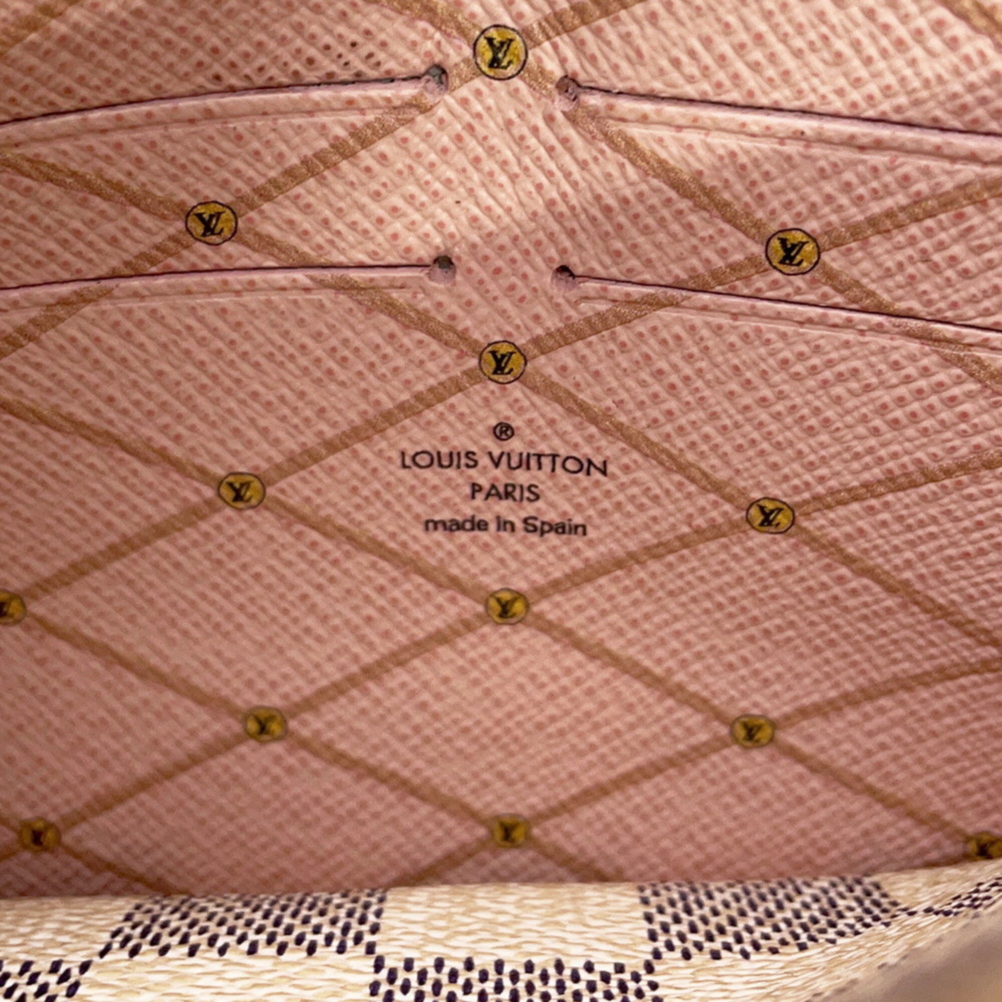 Louis Vuitton Damier Azur Rose Ballerine Damier Azur Chain/Shoulder Wallet (Pre-Owned)
