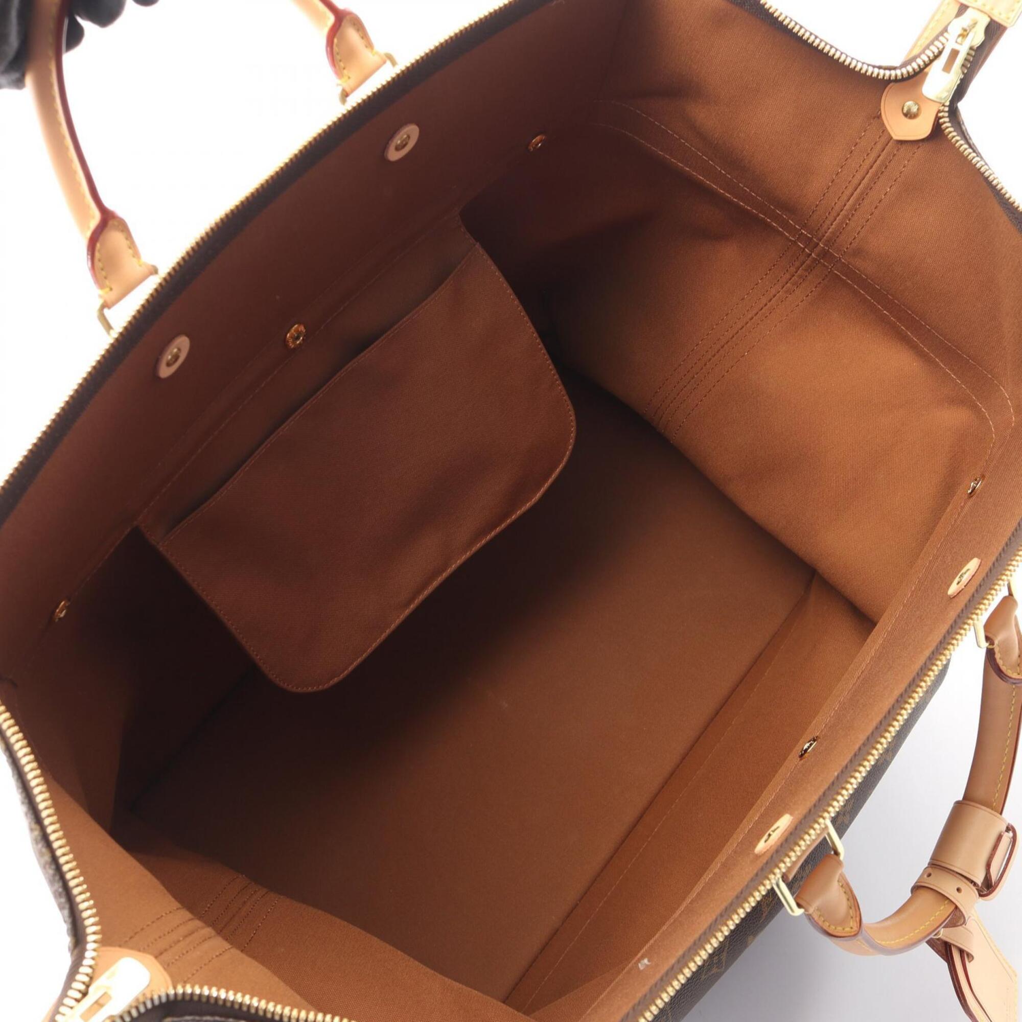 Louis Vuitton Brown Monogram Coated Canvas Leather Boston Bag Handbag (Pre-Owned)