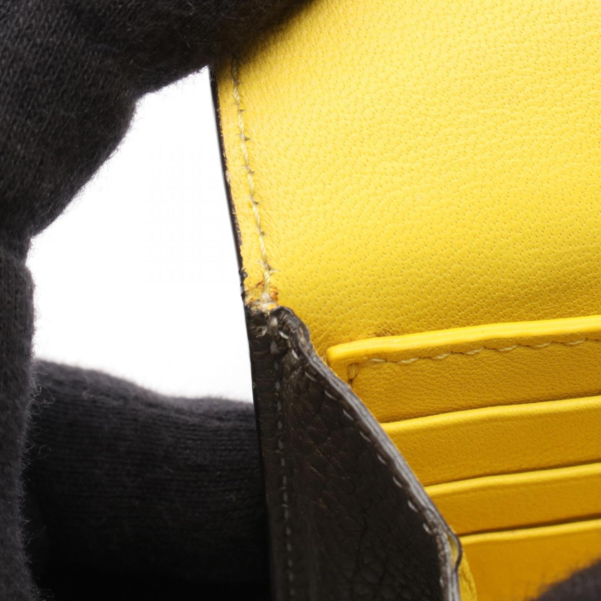 Celine Gray Yellow Leather Long Wallet (Bi-Fold) (Pre-Owned)