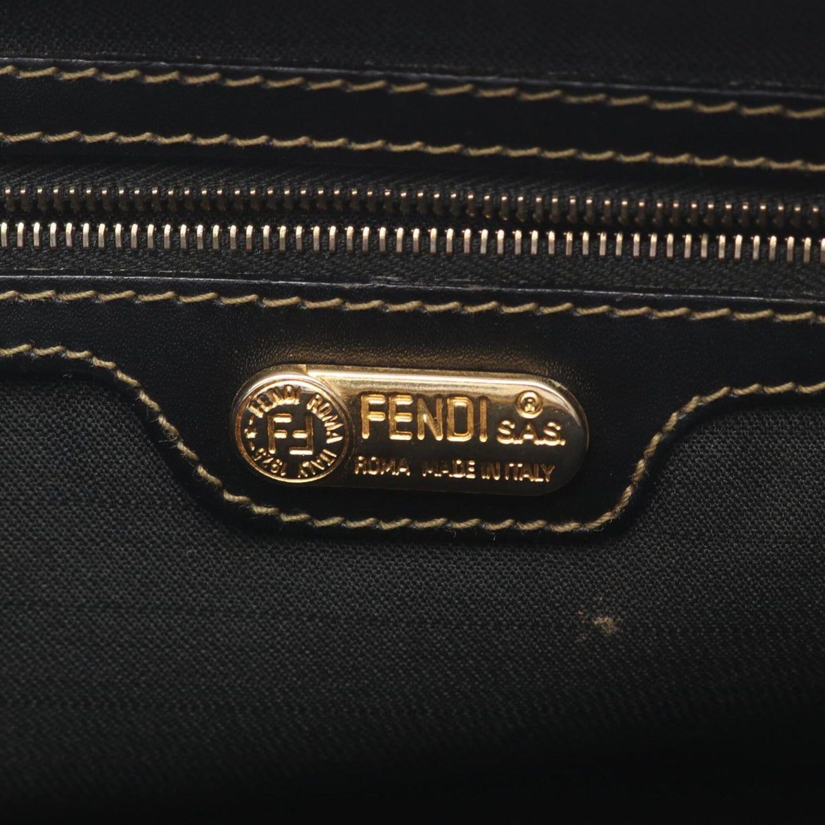 Fendi Black Brown Coated Canvas Pvc Leather Handbag Tote Bag (Pre-Owned)
