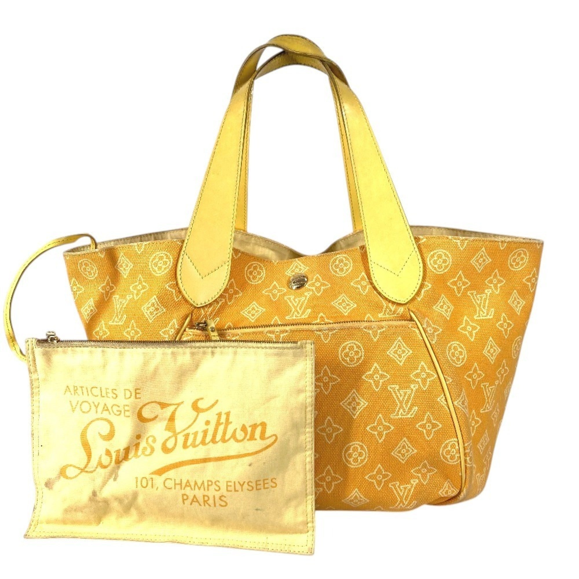 Louis Vuitton Yellow Canvas Leather Handbag Shoulder Bag Tote Bag (Pre-Owned)