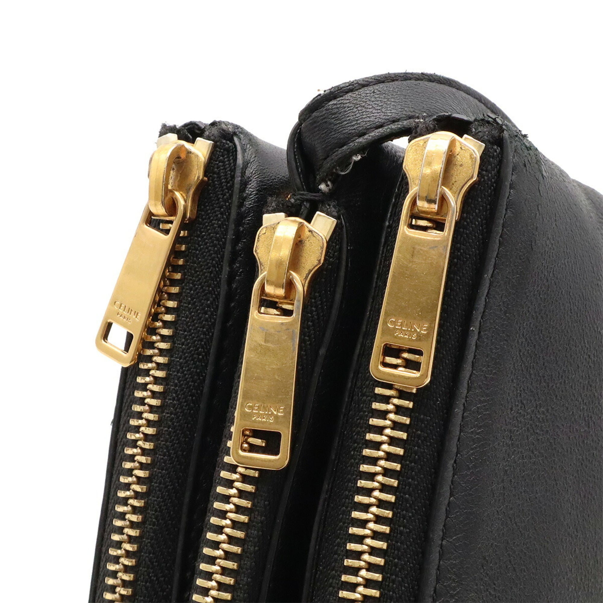 Celine Black Leather Pochette Shoulder Bag (Pre-Owned)