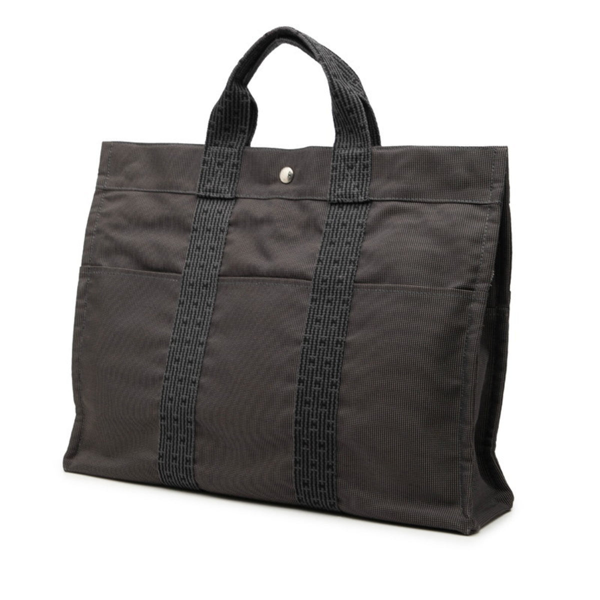 Hermes Gray Canvas Handbag Tote Bag (Pre-Owned)