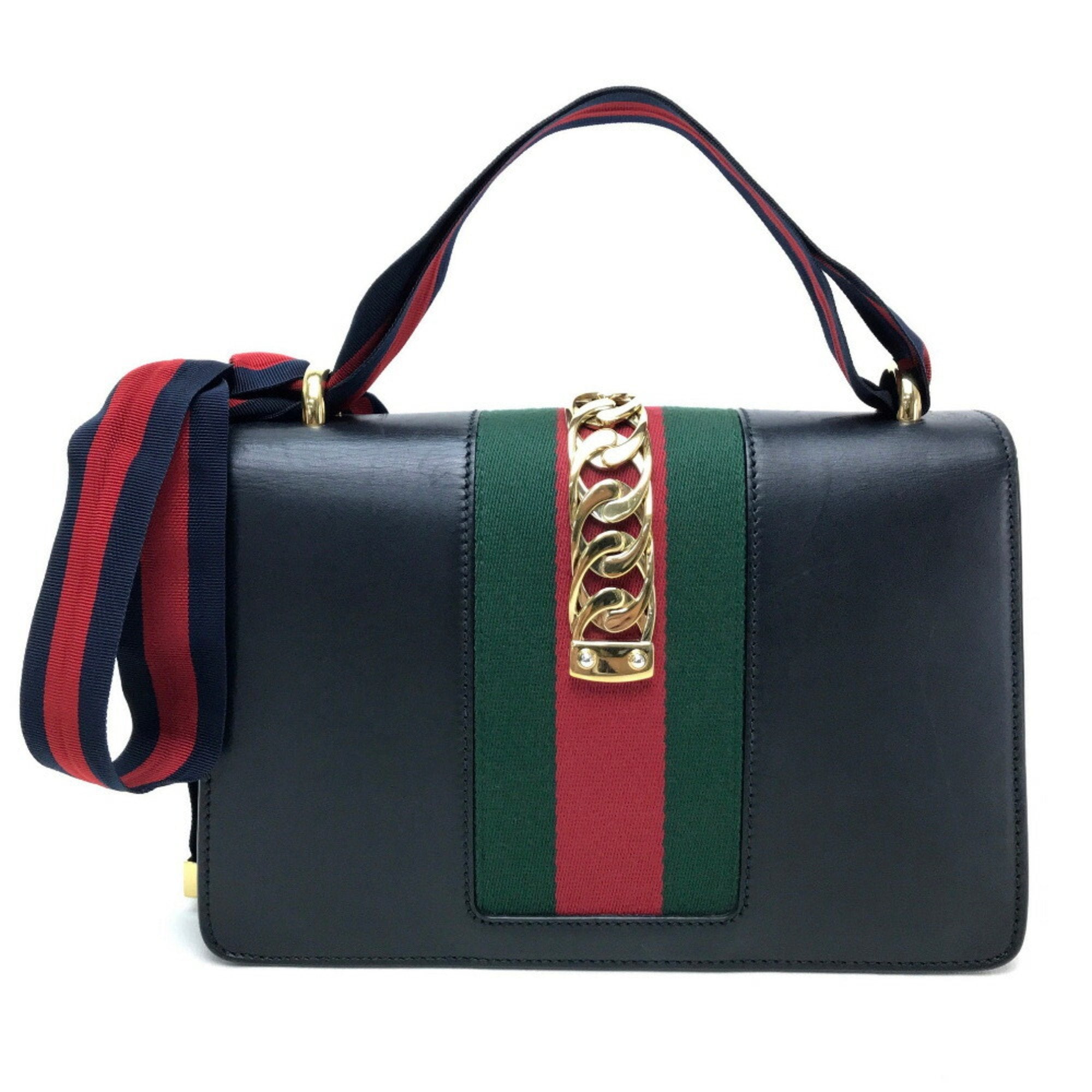 Gucci Black Leather Handbag Shoulder Bag (Pre-Owned)