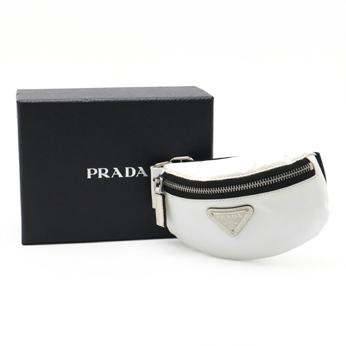 Prada White Nylon Leather Pouch (Pre-Owned)