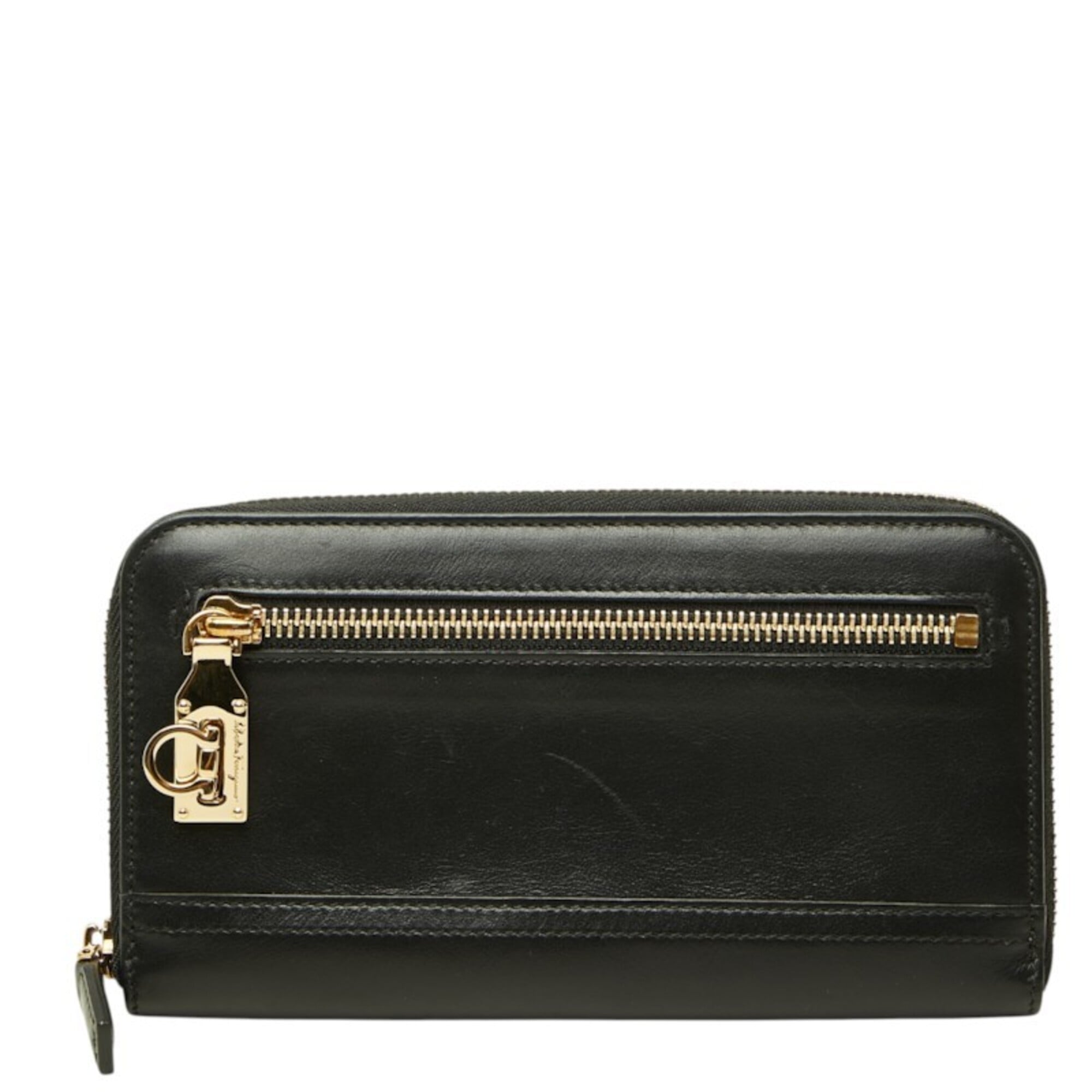 Salvatore Ferragamo Black Leather Long Wallet (Bi-Fold) (Pre-Owned)