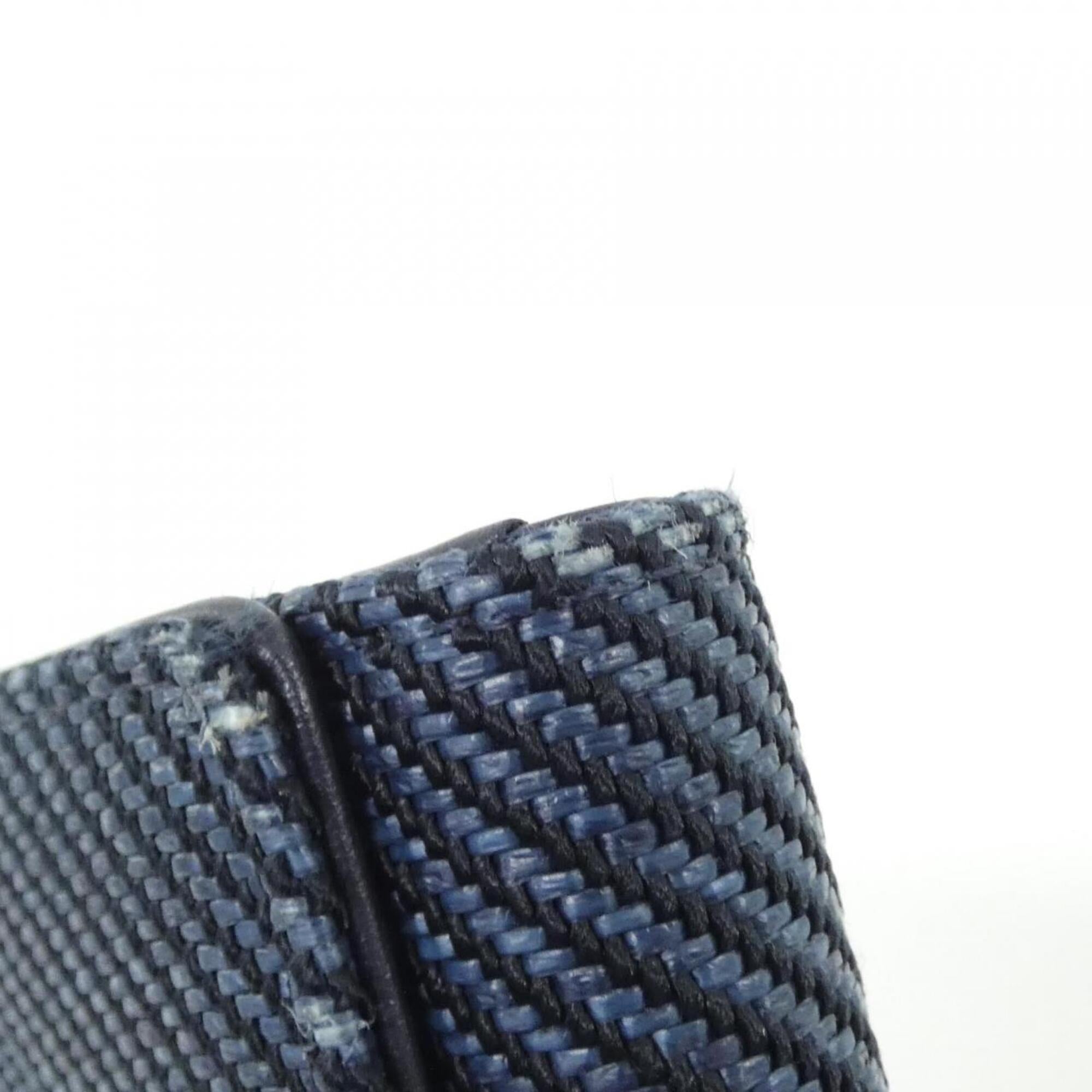 Chanel Navy Nylon Canvas Leather Long Wallet (Bi-Fold) (Pre-Owned)
