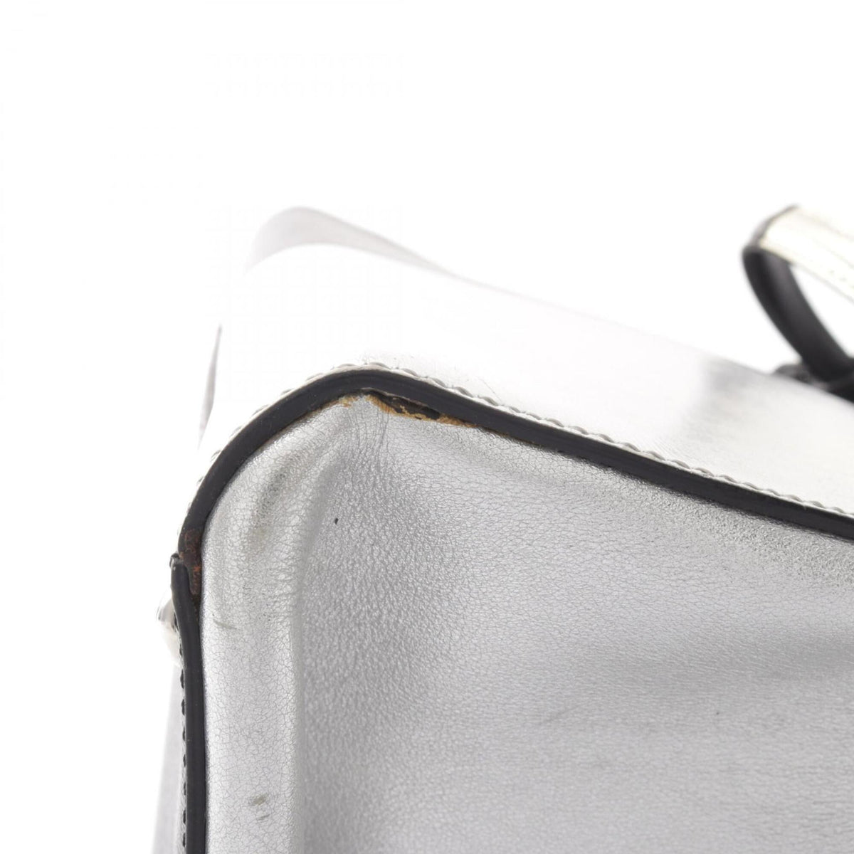 Fendi Black Silver Leather Handbag Tote Bag (Pre-Owned)