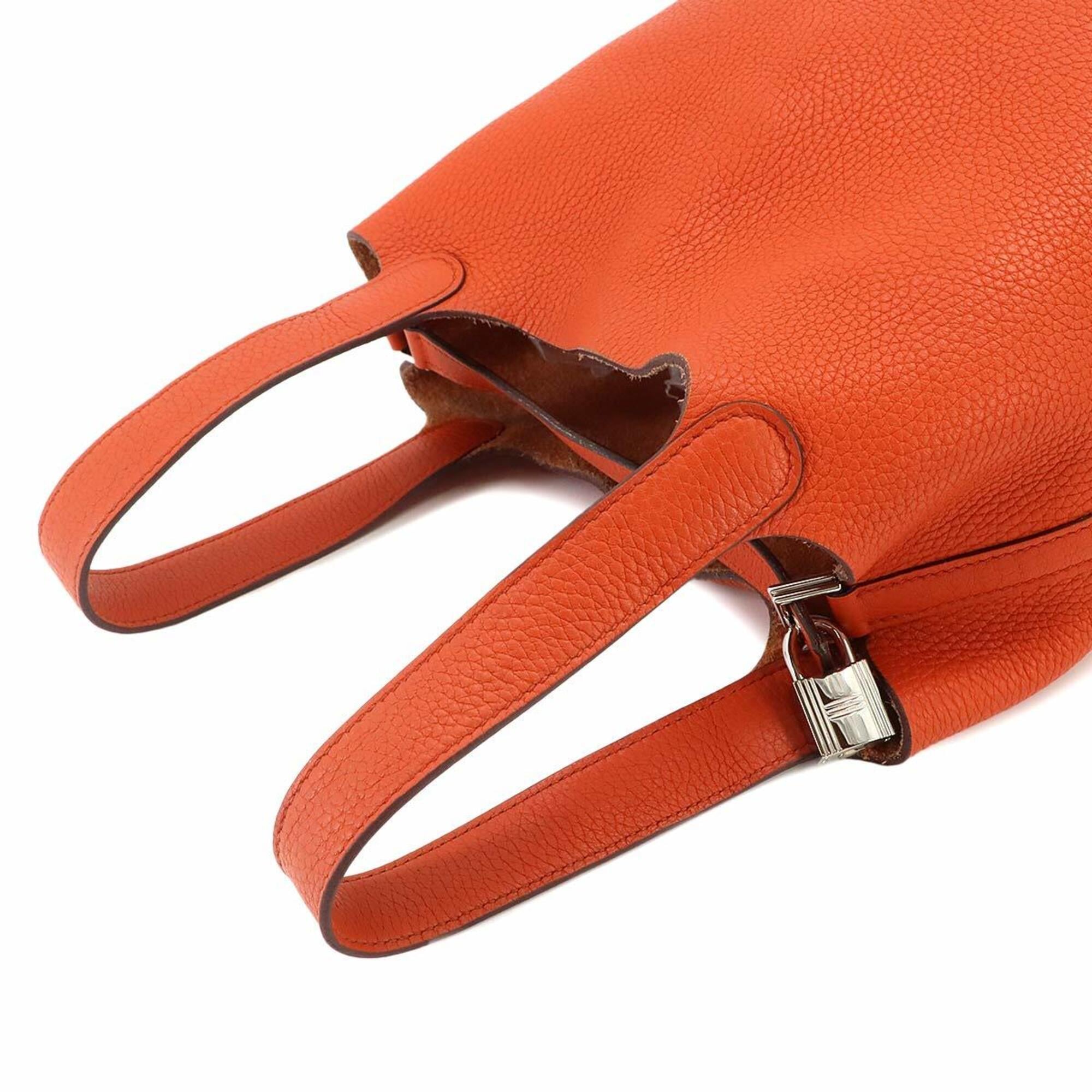 Hermes Picotin Silver Taurillon Clemence Leather Handbag (Pre-Owned)