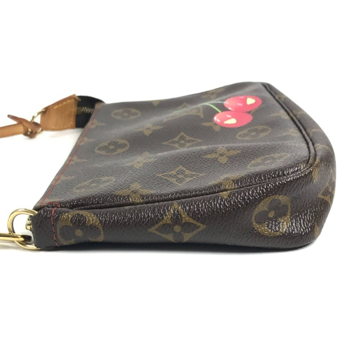 Louis Vuitton Brown Monogram Cherry Red Color Handbag Pochette (Pre-Owned)