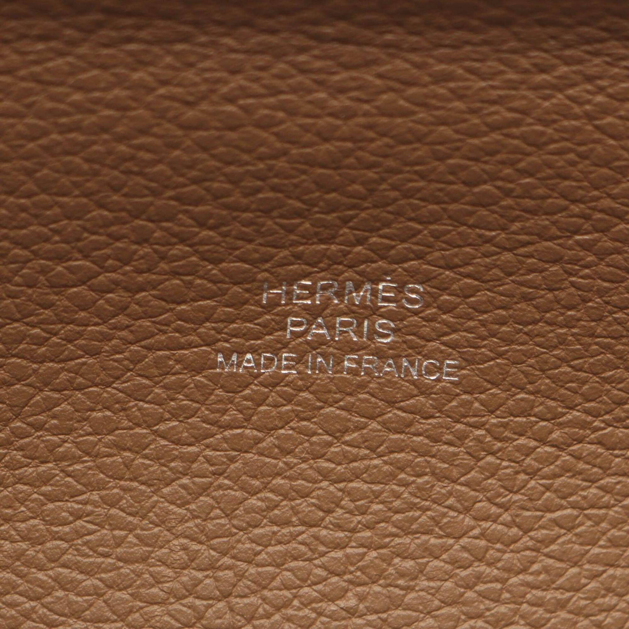 Hermes Beige Brown Etain Gray Leather Handbag Shoulder Bag (Pre-Owned)