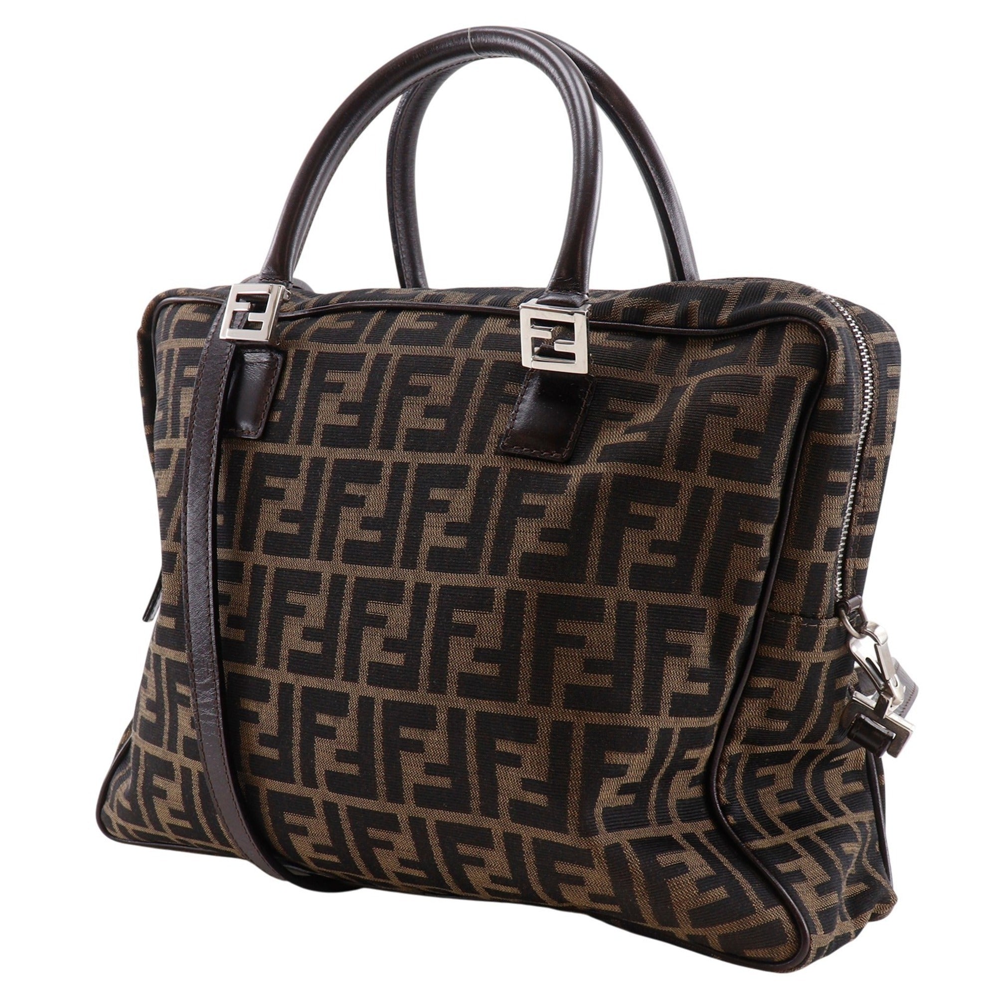 Fendi Zucca Brown Nylon Canvas Briefcase (Pre-Owned)