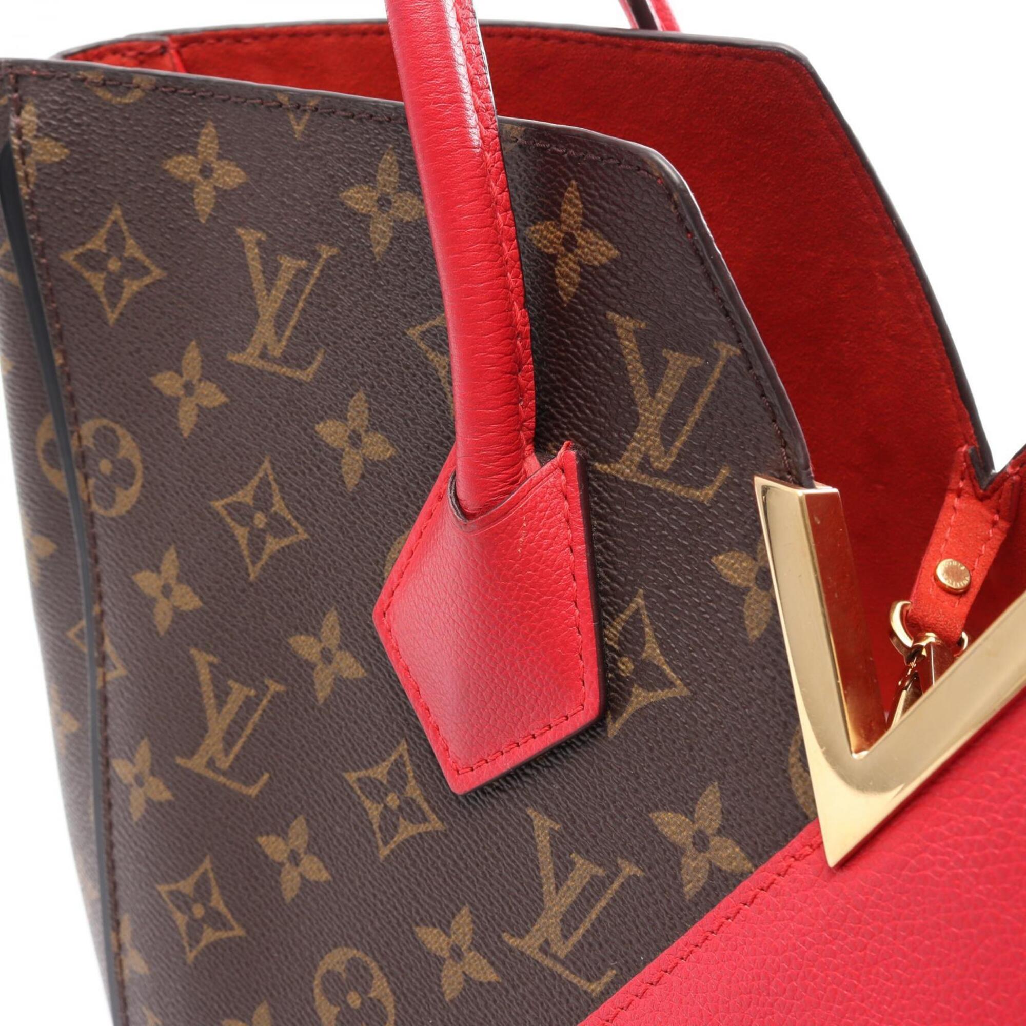 Louis Vuitton Brown Monogram Red Color Coated Canvas Leather Handbag Tote Bag (Pre-Owned)